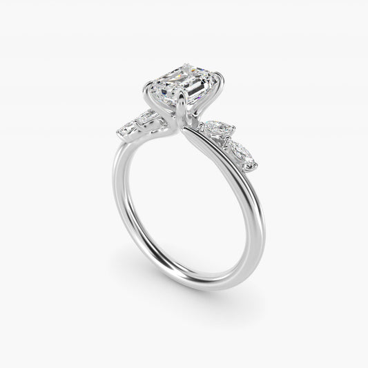 Bypass Marquise Array Side Stone Diamond Engagement Ring In 18k White Gold By James Allen - Emerald Center