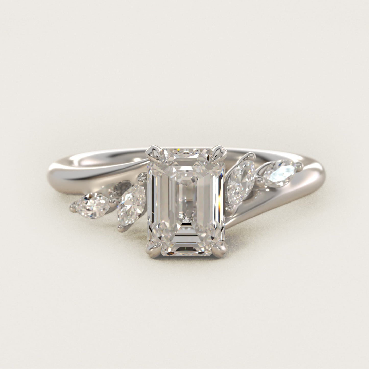Bypass Marquise Array Side Stone Diamond Engagement Ring In 18k White Gold By James Allen - Emerald Center