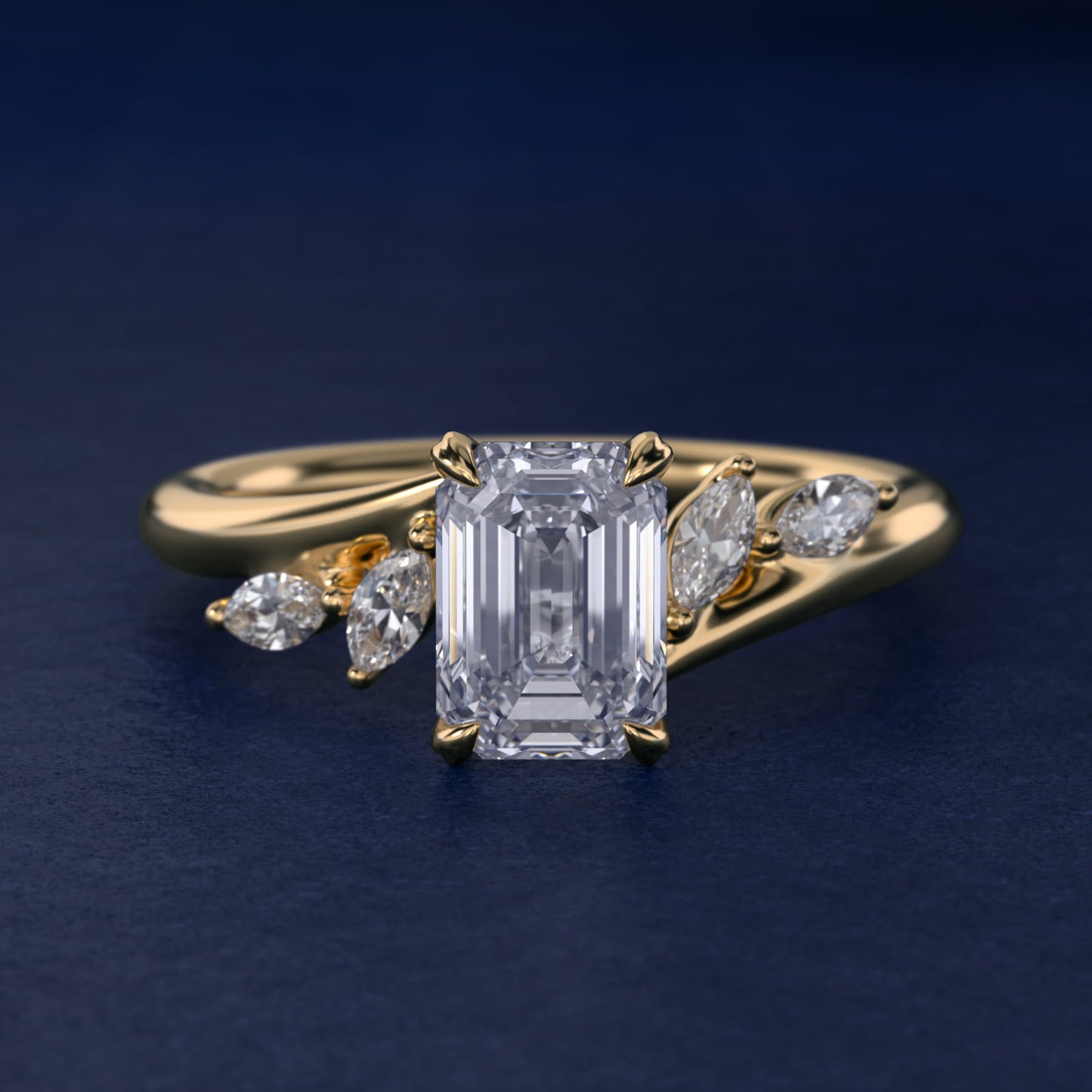 Bypass Marquise Array Side Stone Diamond Engagement Ring In 18k Yellow Gold By James Allen - Emerald Center