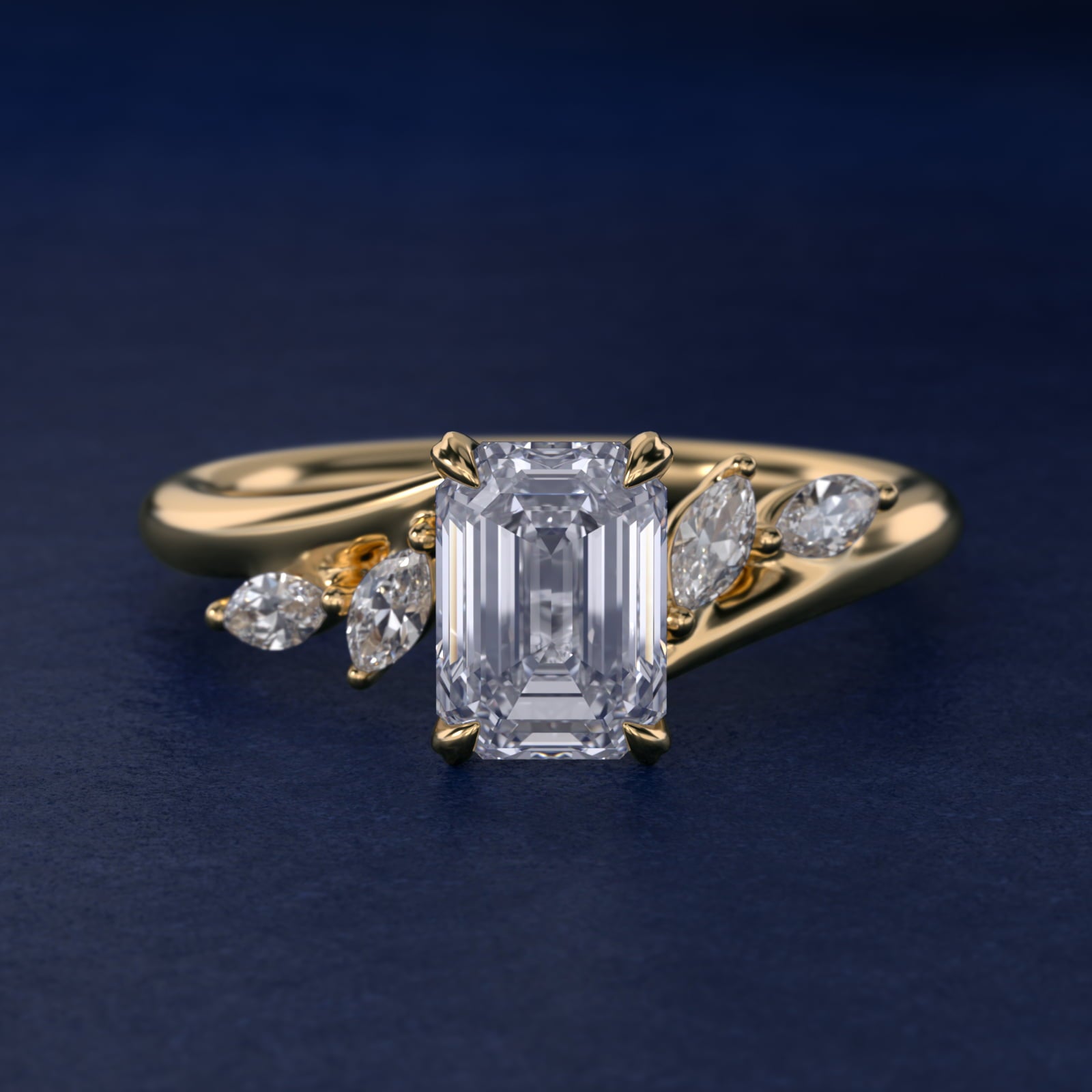 Bypass Marquise Array Side Stone Diamond Engagement Ring In 18k Yellow Gold By James Allen - Emerald Center
