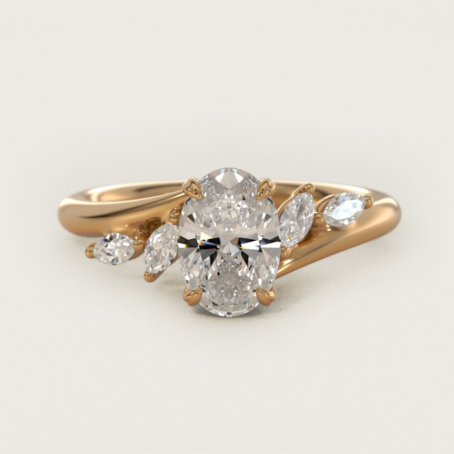 Bypass Marquise Array Side Stone Diamond Engagement Ring In 18k Yellow Gold By James Allen - Oval Center