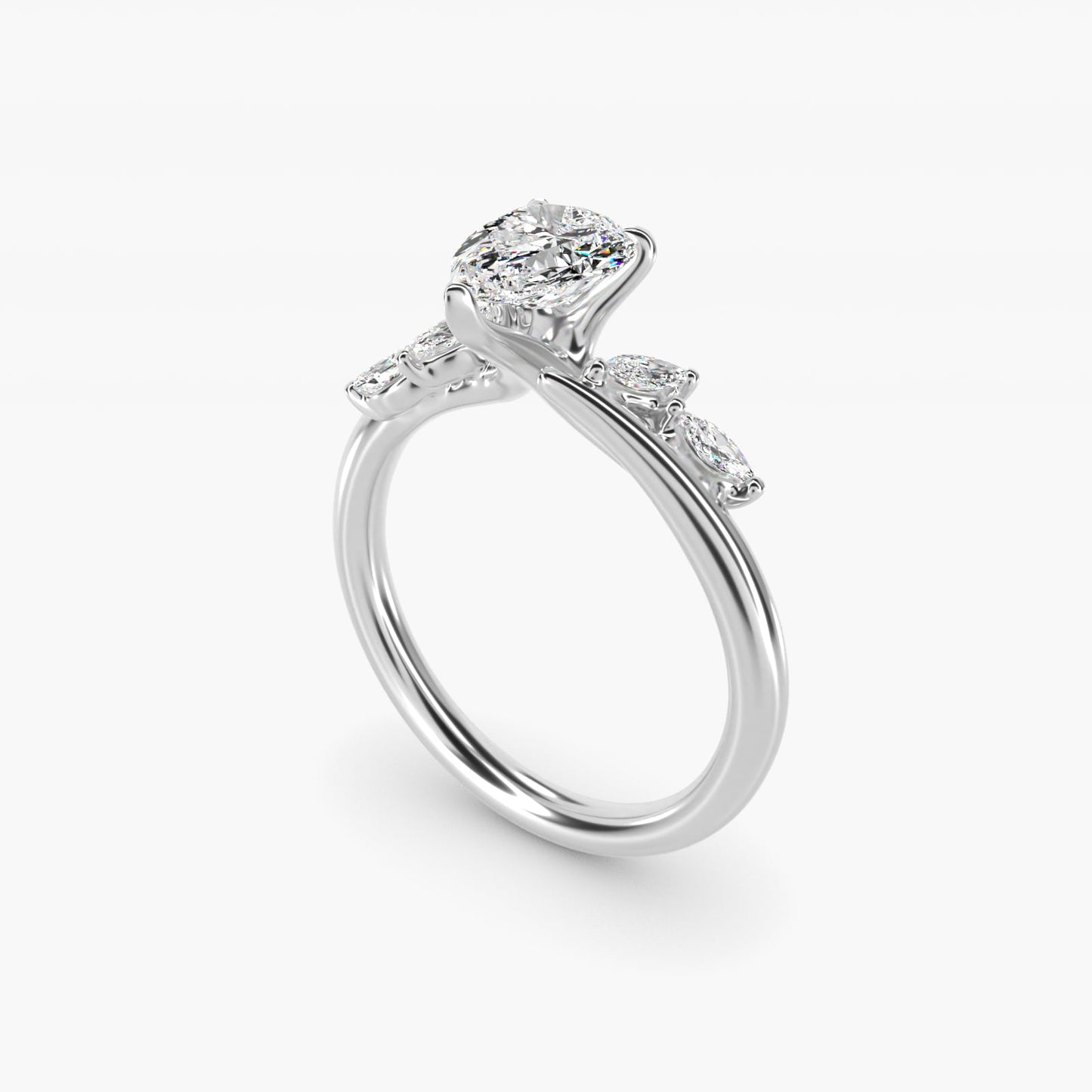 Bypass Marquise Array Side Stone Diamond Engagement Ring In Platinum By James Allen - Pear Center