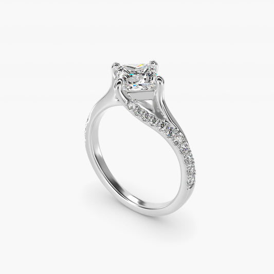 Bypass PavŽ Kite-Set Diamond Engagement Ring In 14K White Gold By James Allen - Princess Center