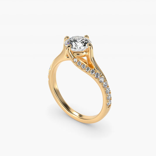 Bypass PavŽ Kite-Set Diamond Engagement Ring In 18k Yellow Gold By James Allen - Round Center