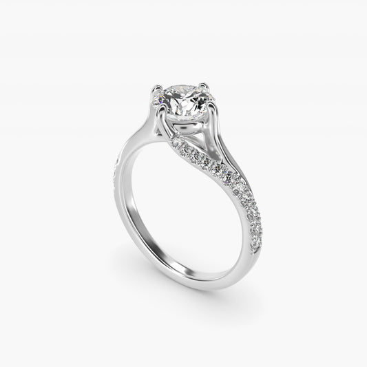 Bypass PavŽ Kite-Set Diamond Engagement Ring In Platinum By James Allen - Round Center