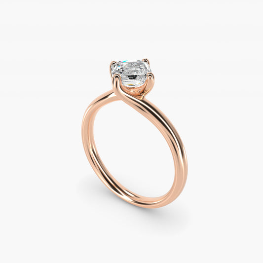 Bypass Solitaire Engagement Ring in 14k Rose Gold By Zac Zac Posen - Asscher Center