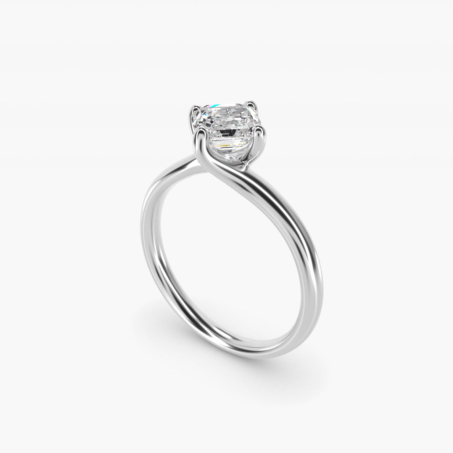 Bypass Solitaire Engagement Ring in 18k White Gold By Zac Zac Posen - Asscher Center