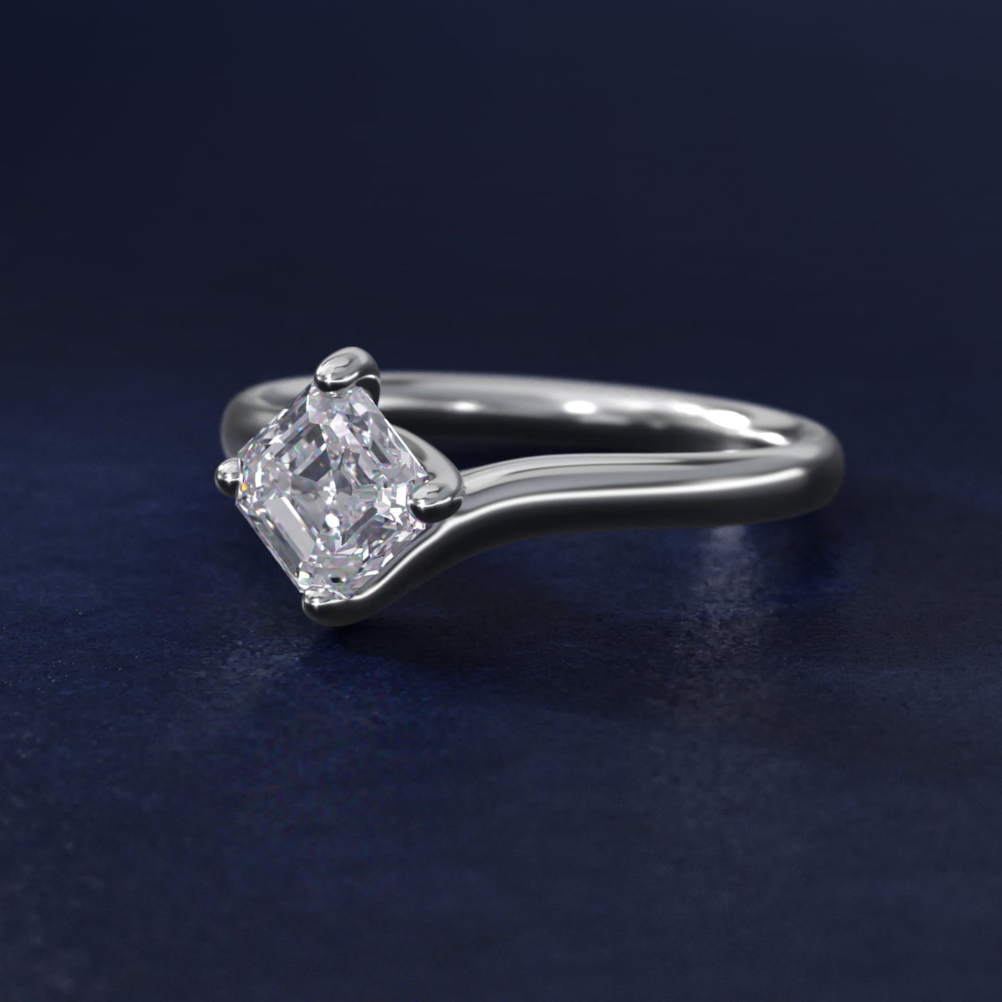 Bypass Solitaire Engagement Ring in 14k White Gold By Zac Zac Posen - Asscher Center