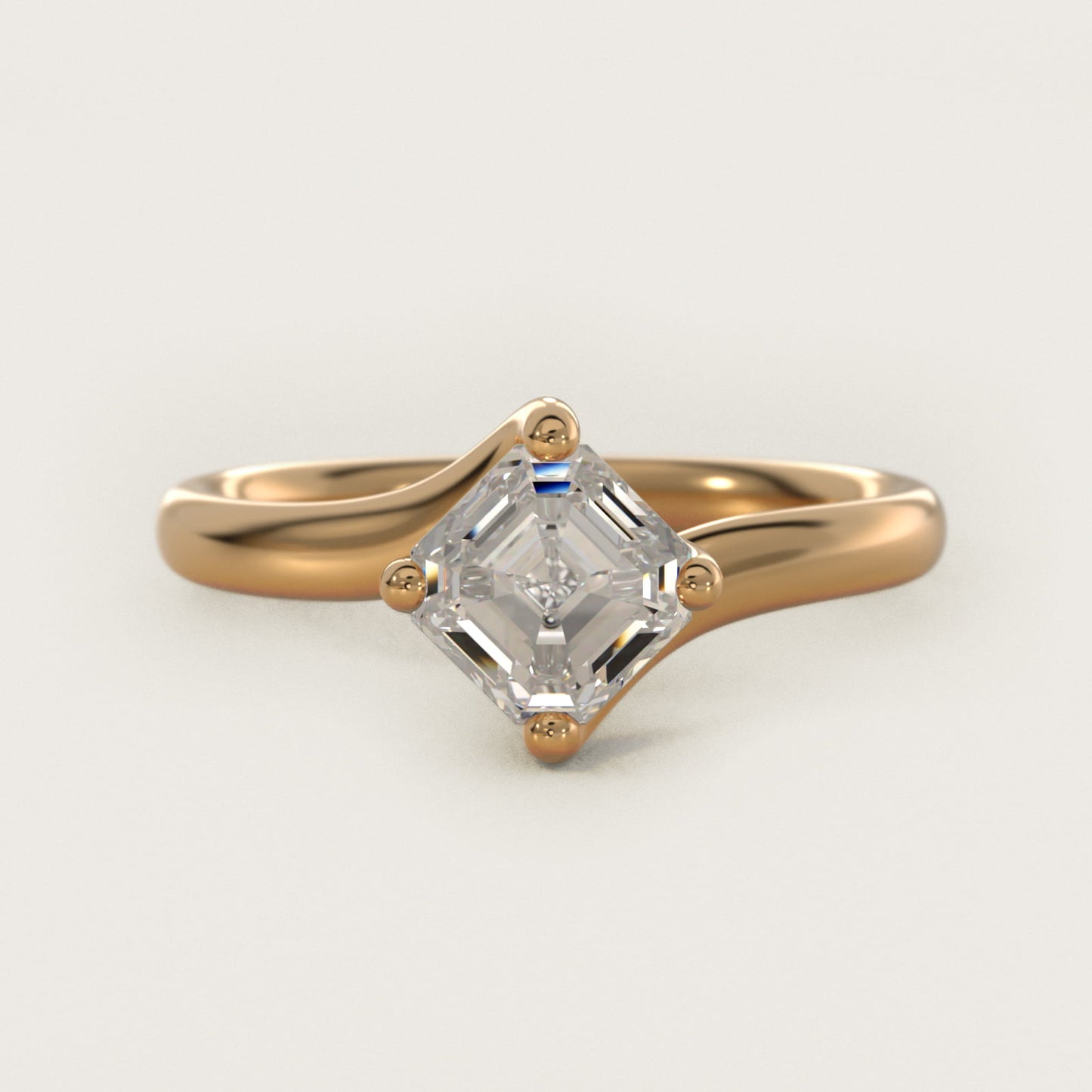 Bypass Solitaire Engagement Ring in 18k Yellow Gold By Zac Zac Posen - Asscher Center