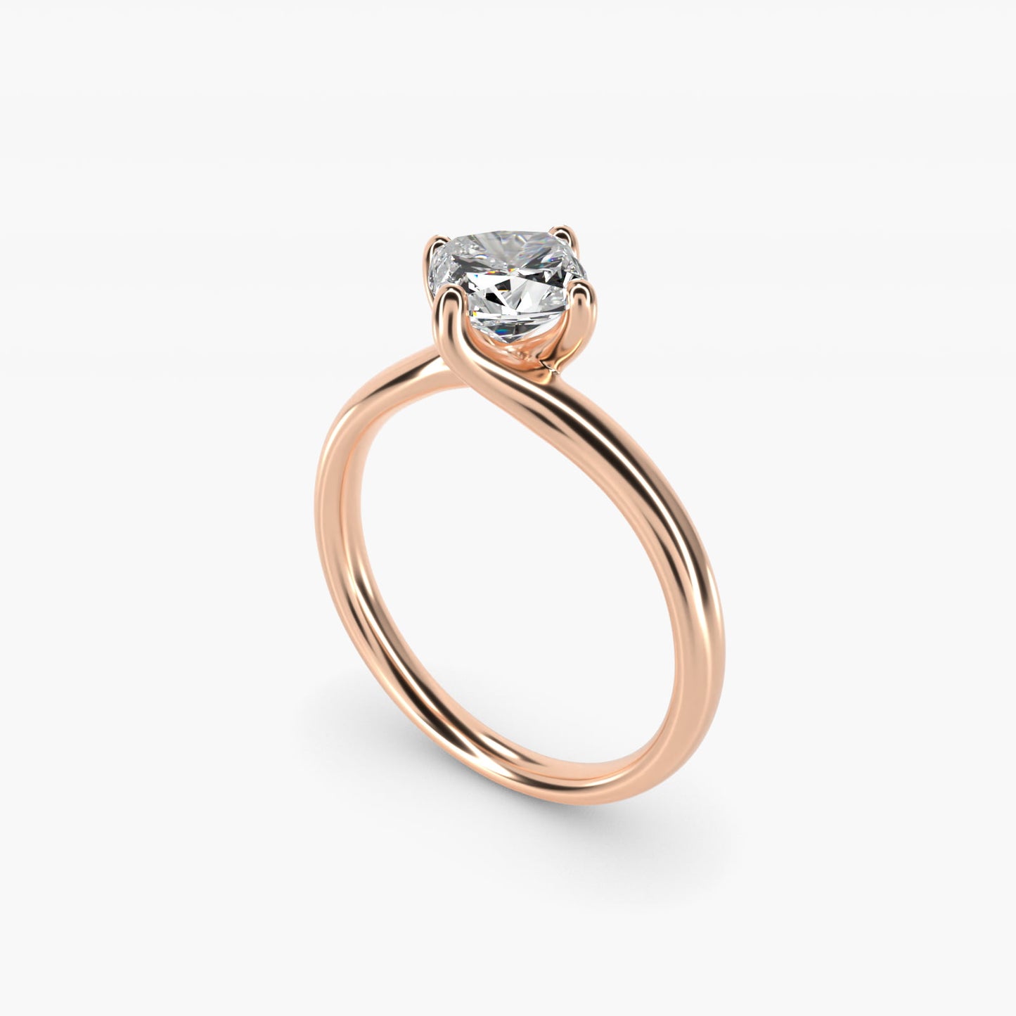 Bypass Solitaire Engagement Ring in 18k Rose Gold By Zac Zac Posen - Cushion Center