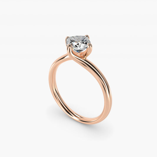 Bypass Solitaire Engagement Ring in 18k Rose Gold By Zac Zac Posen - Cushion Center