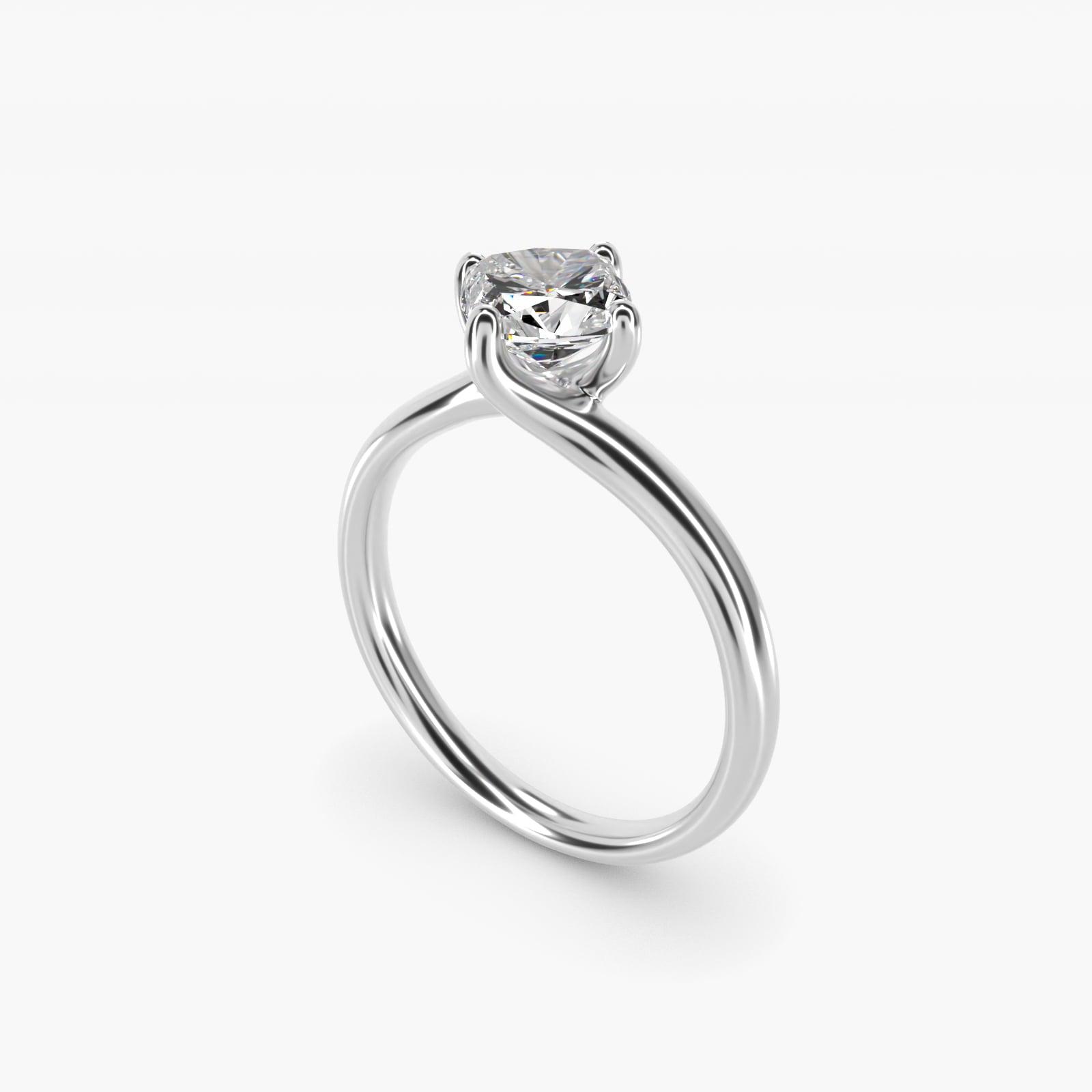 Bypass Solitaire Engagement Ring in 18k White Gold By Zac Zac Posen - Cushion Center