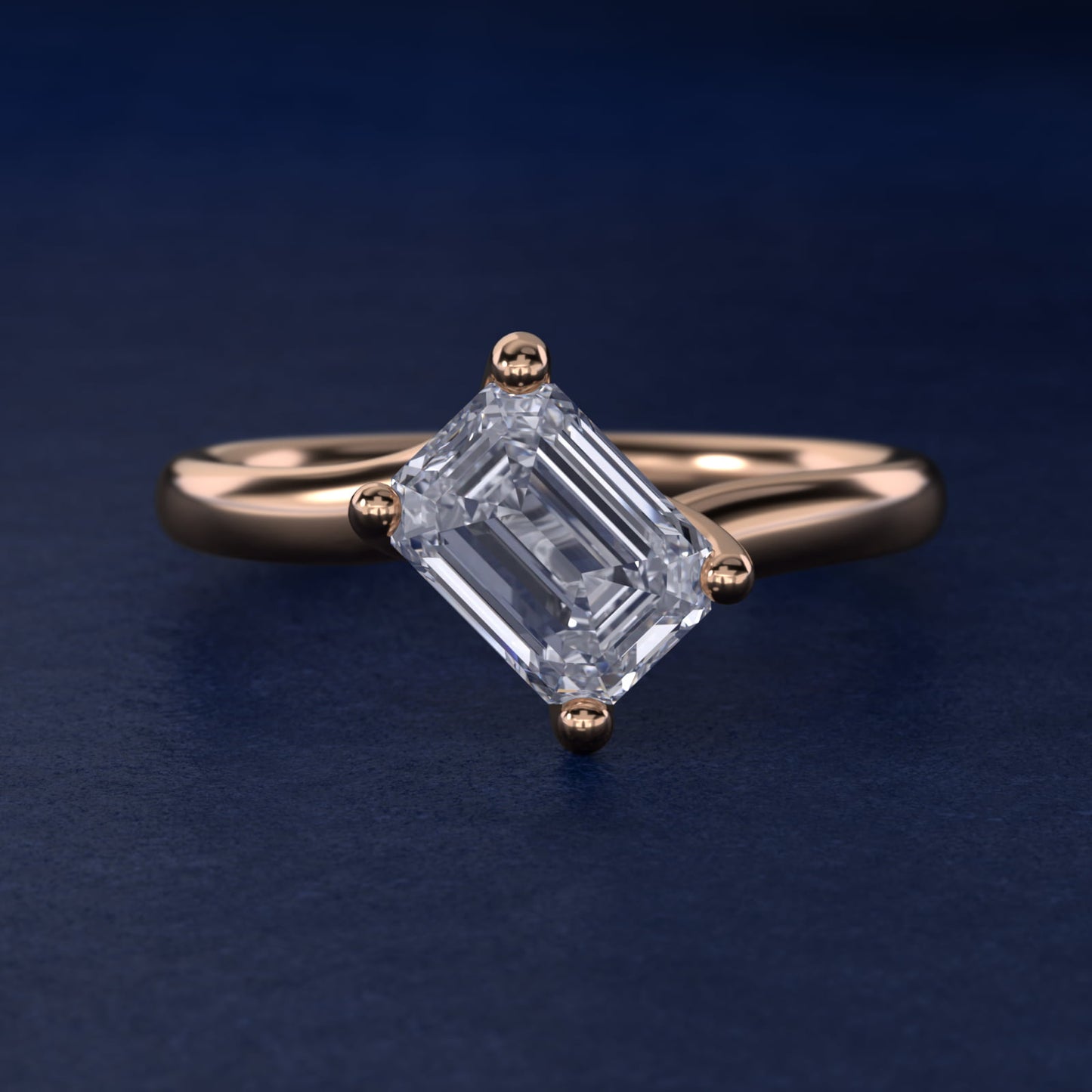 Bypass Solitaire Engagement Ring in 14k Rose Gold By Zac Zac Posen - Emerald Center