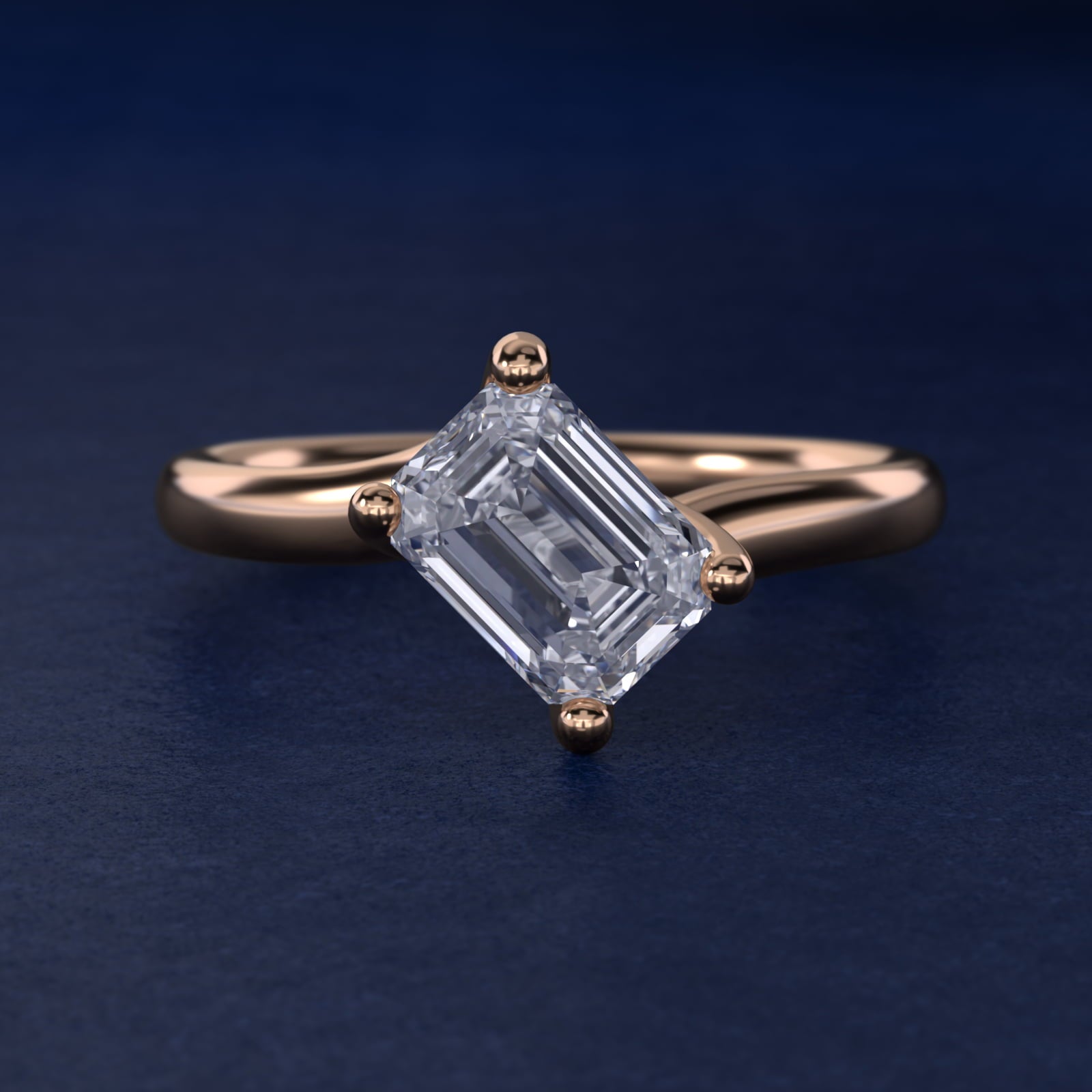 Bypass Solitaire Engagement Ring in 14k Rose Gold By Zac Zac Posen - Emerald Center