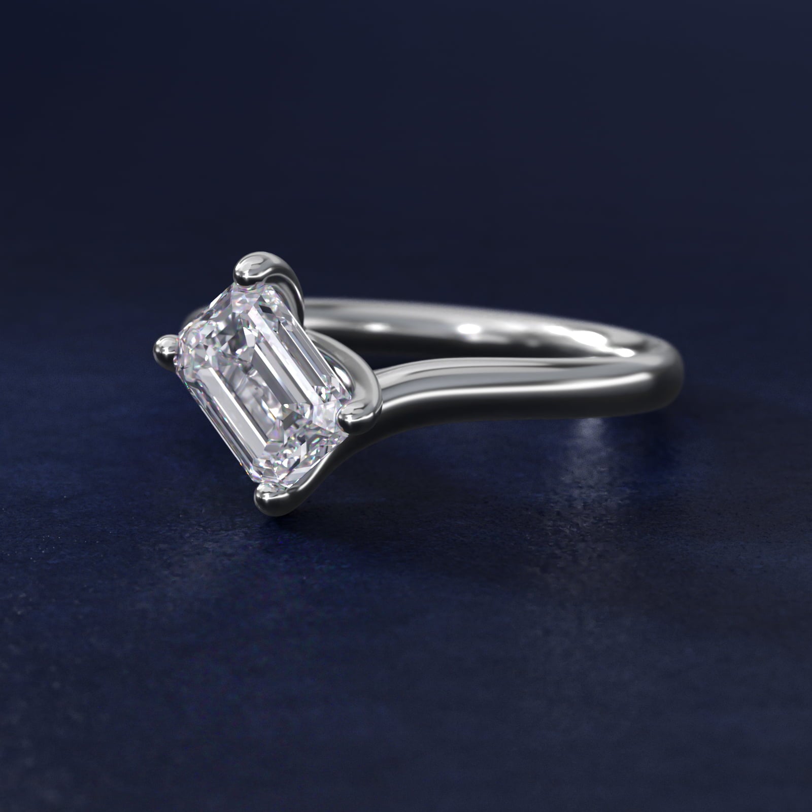 Bypass Solitaire Engagement Ring in 14k White Gold By Zac Zac Posen - Emerald Center