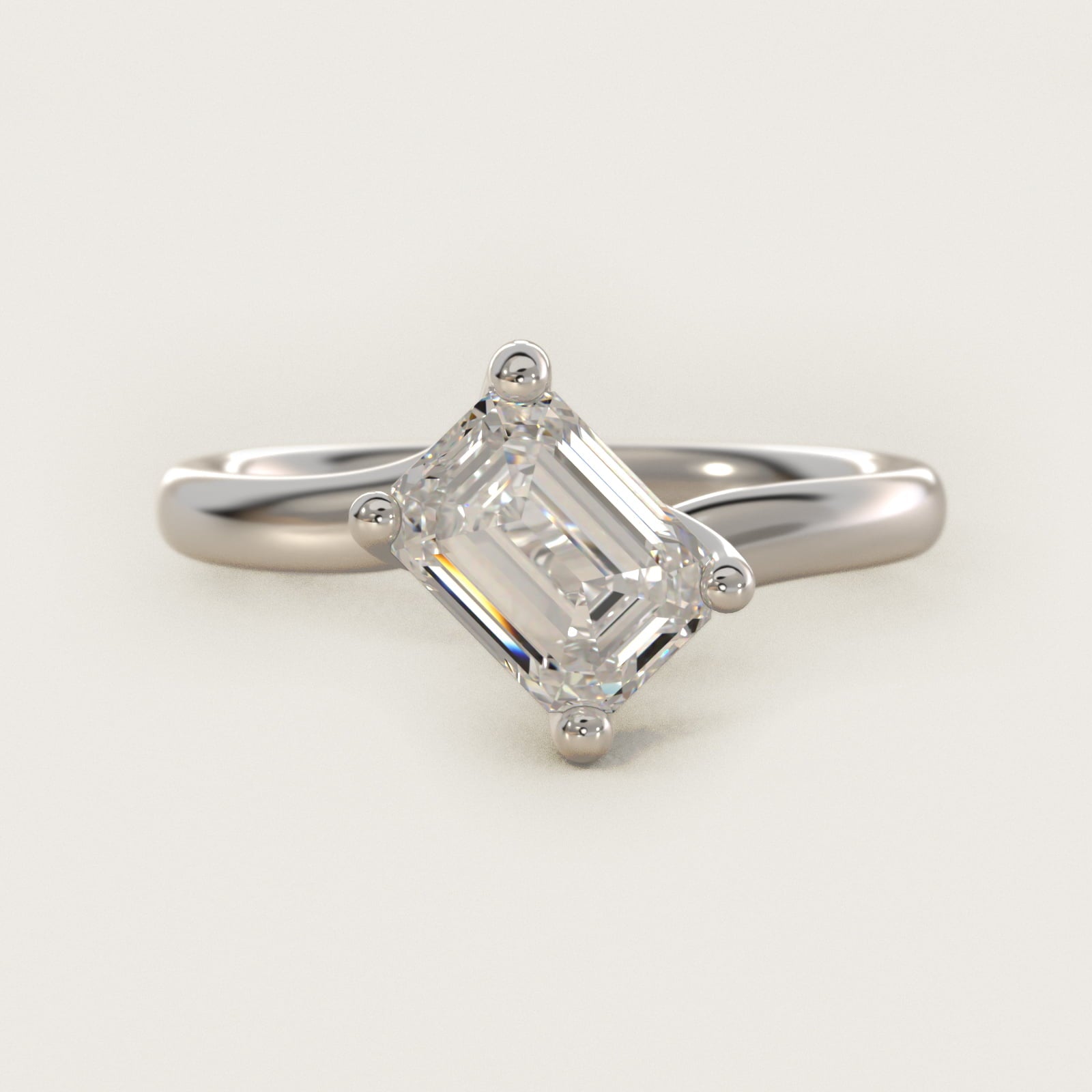 Bypass Solitaire Engagement Ring in 14k White Gold By Zac Zac Posen - Emerald Center