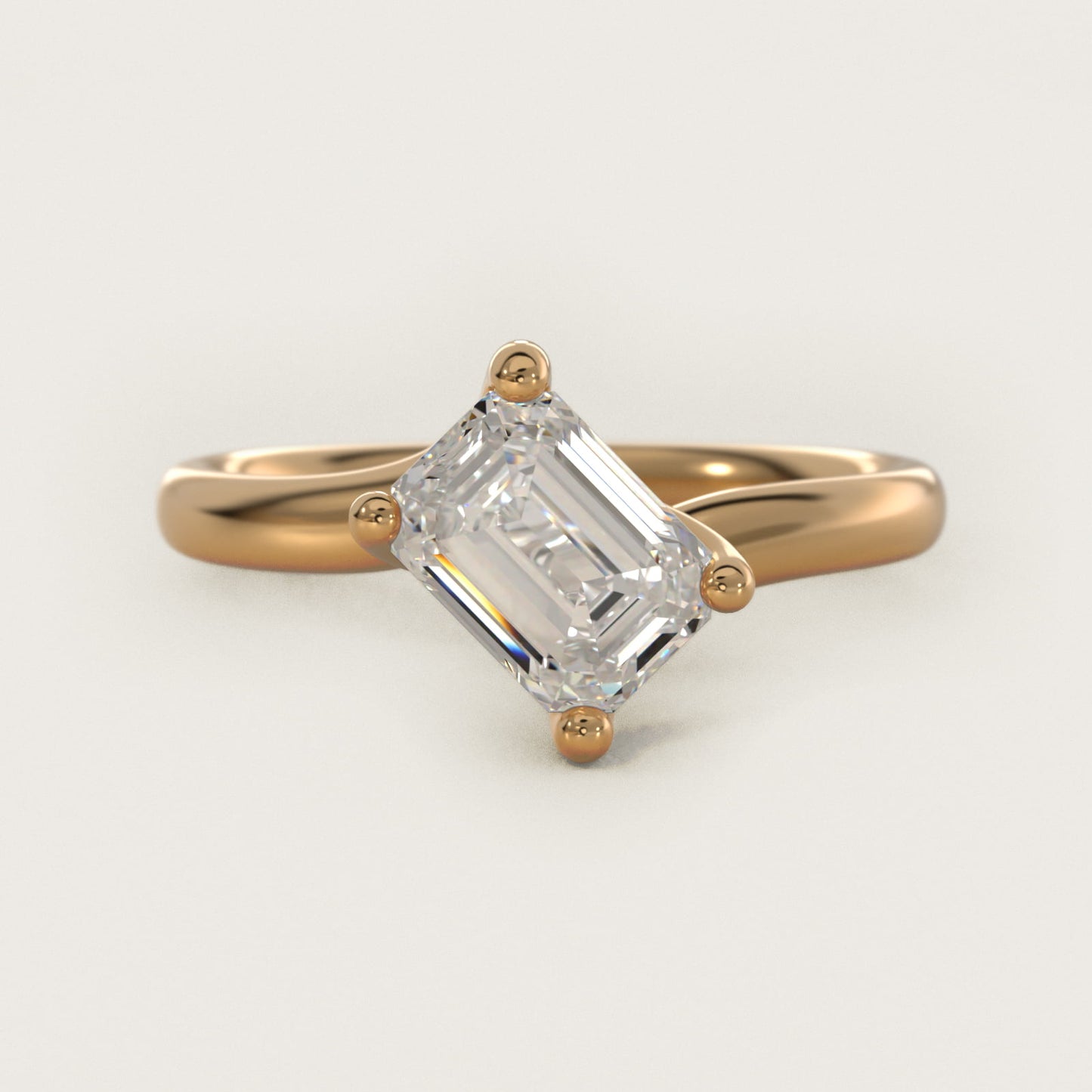 Bypass Solitaire Engagement Ring in 14K Yellow Gold By Zac Zac Posen - Emerald Center