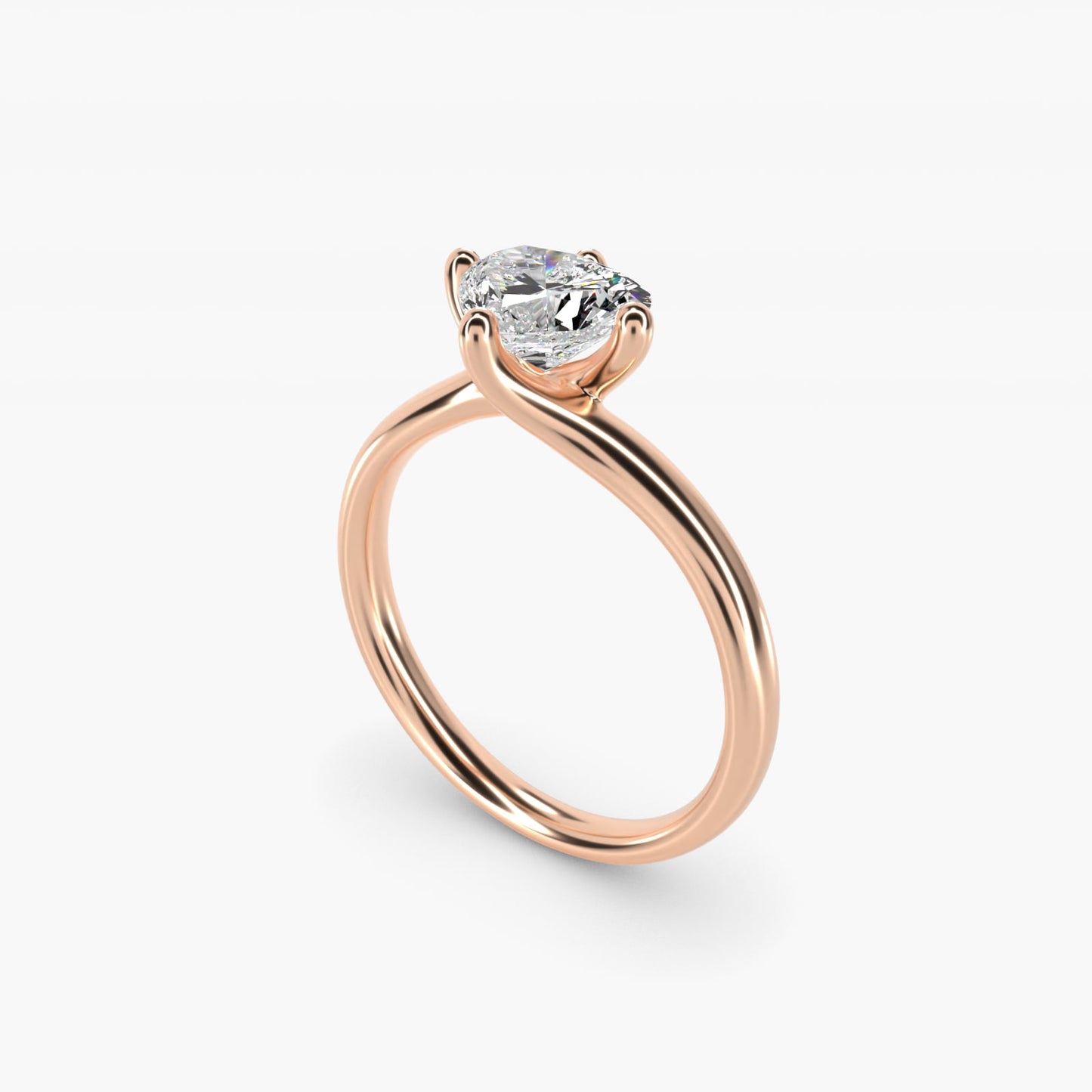 Bypass Solitaire Engagement Ring in 18k Rose Gold By Zac Zac Posen - Heart Center