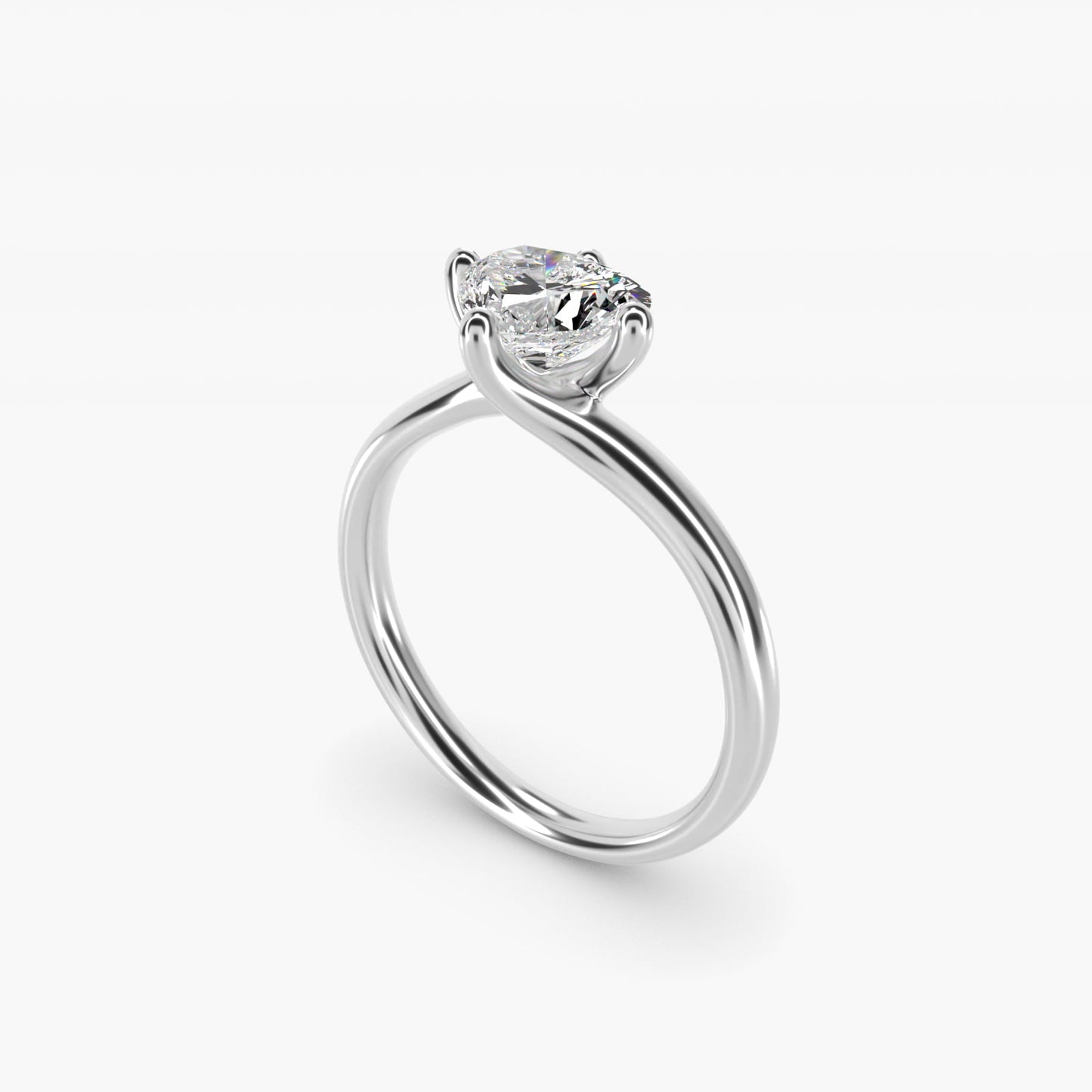 Bypass Solitaire Engagement Ring in 14k White Gold By Zac Zac Posen - Heart Center