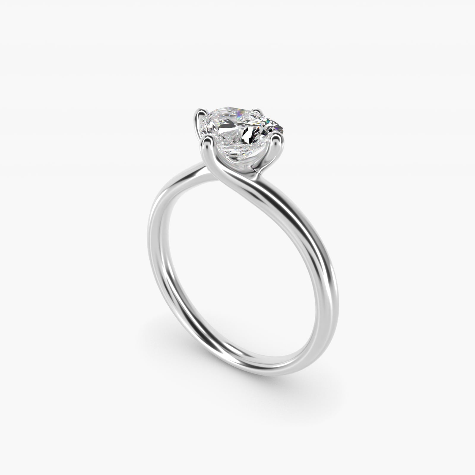 Bypass Solitaire Engagement Ring in 14k White Gold By Zac Zac Posen - Heart Center