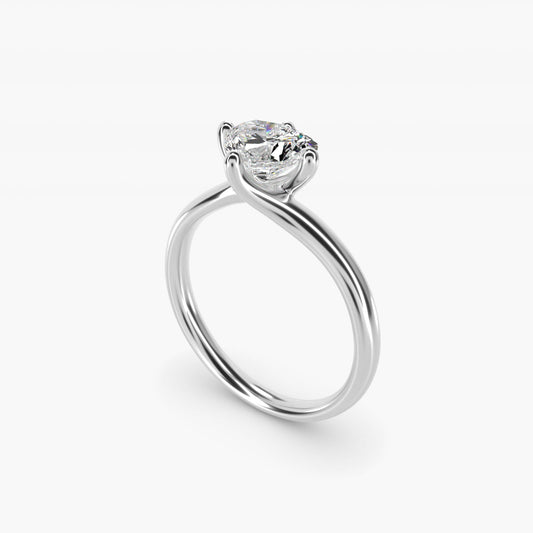 Bypass Solitaire Engagement Ring in 14k White Gold By Zac Zac Posen - Heart Center