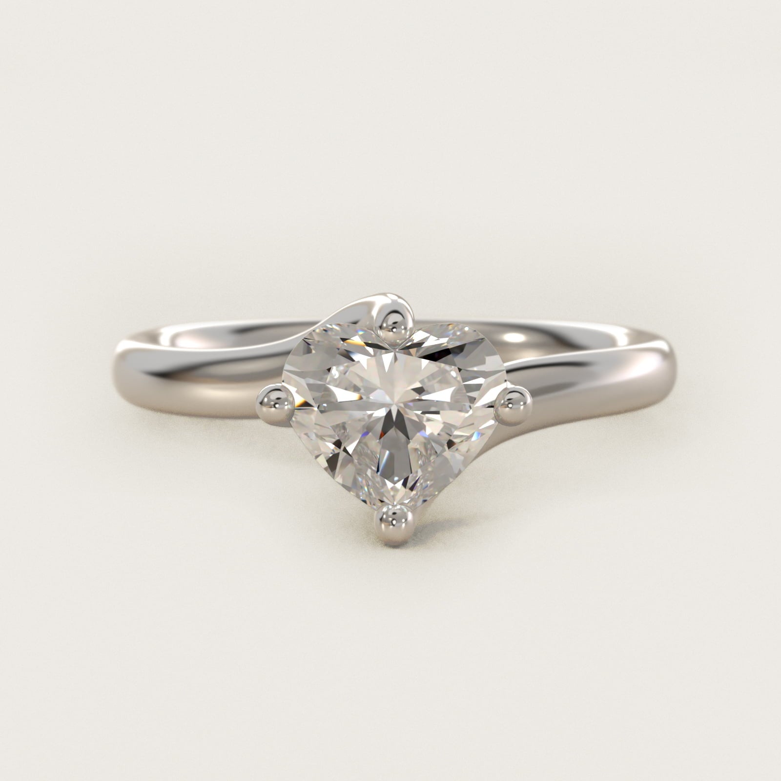 Bypass Solitaire Engagement Ring in 14k White Gold By Zac Zac Posen - Heart Center