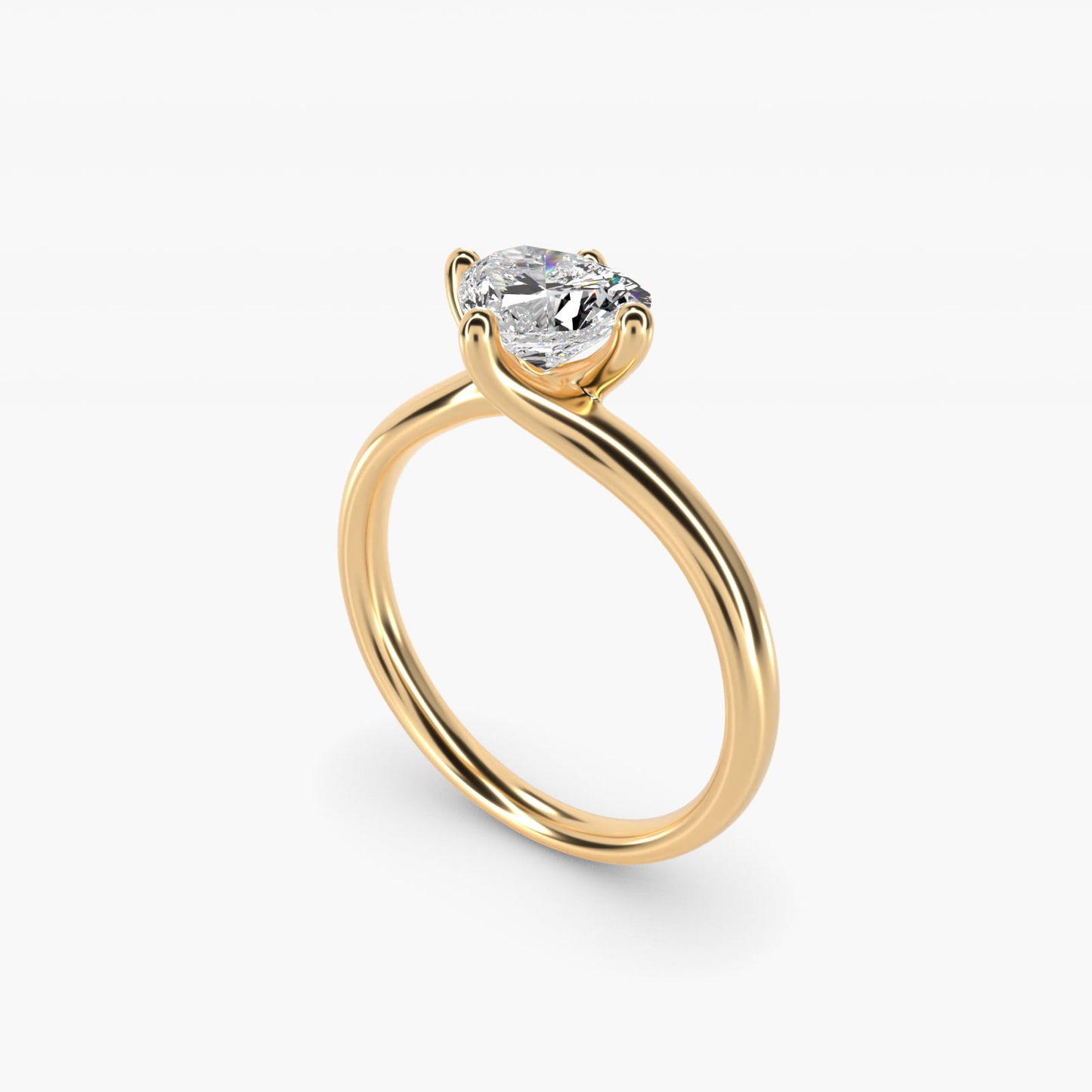 Bypass Solitaire Engagement Ring in 18k Yellow Gold By Zac Zac Posen - Heart Center
