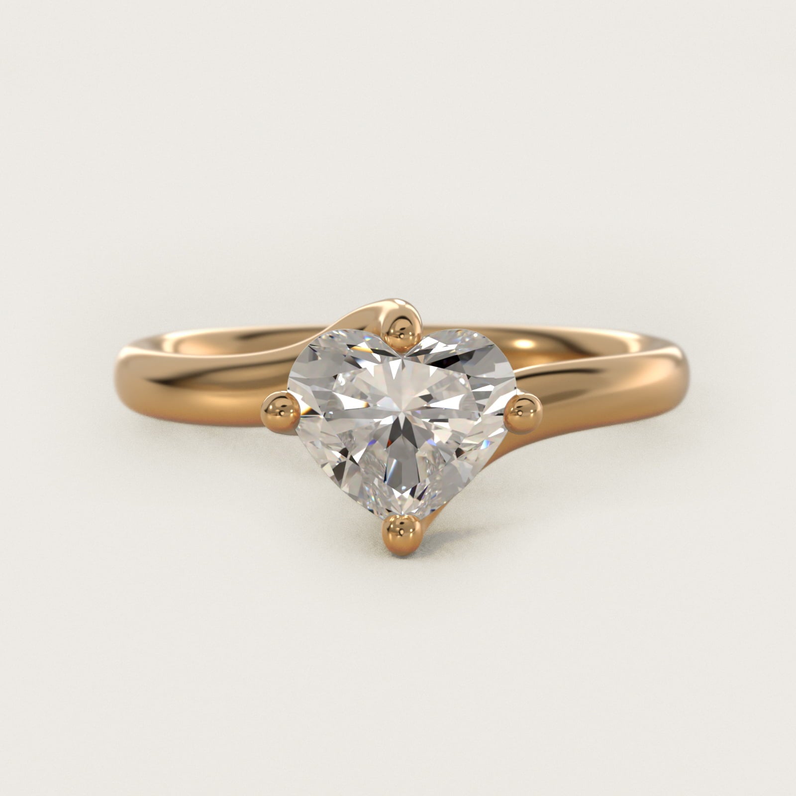 Bypass Solitaire Engagement Ring in 18k Yellow Gold By Zac Zac Posen - Heart Center