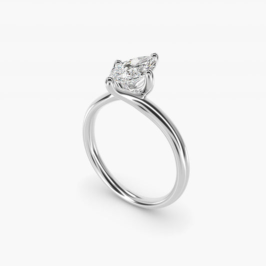 Bypass Solitaire Engagement Ring in 18k White Gold By Zac Zac Posen - Marquise Center