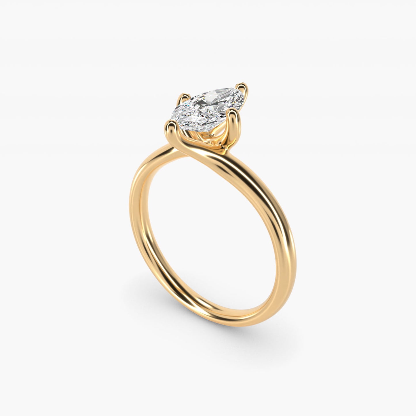 Bypass Solitaire Engagement Ring in 18k Yellow Gold By Zac Zac Posen - Marquise Center