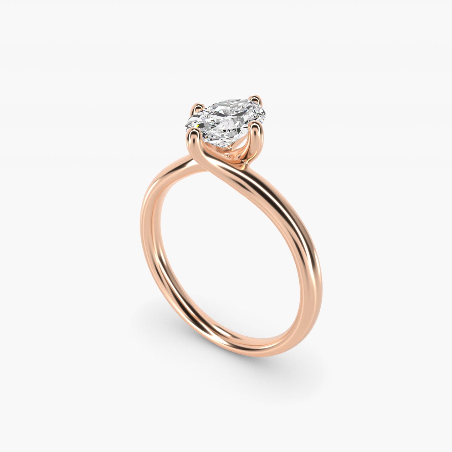 Bypass Solitaire Engagement Ring in 14k Rose Gold By Zac Zac Posen - Oval Center