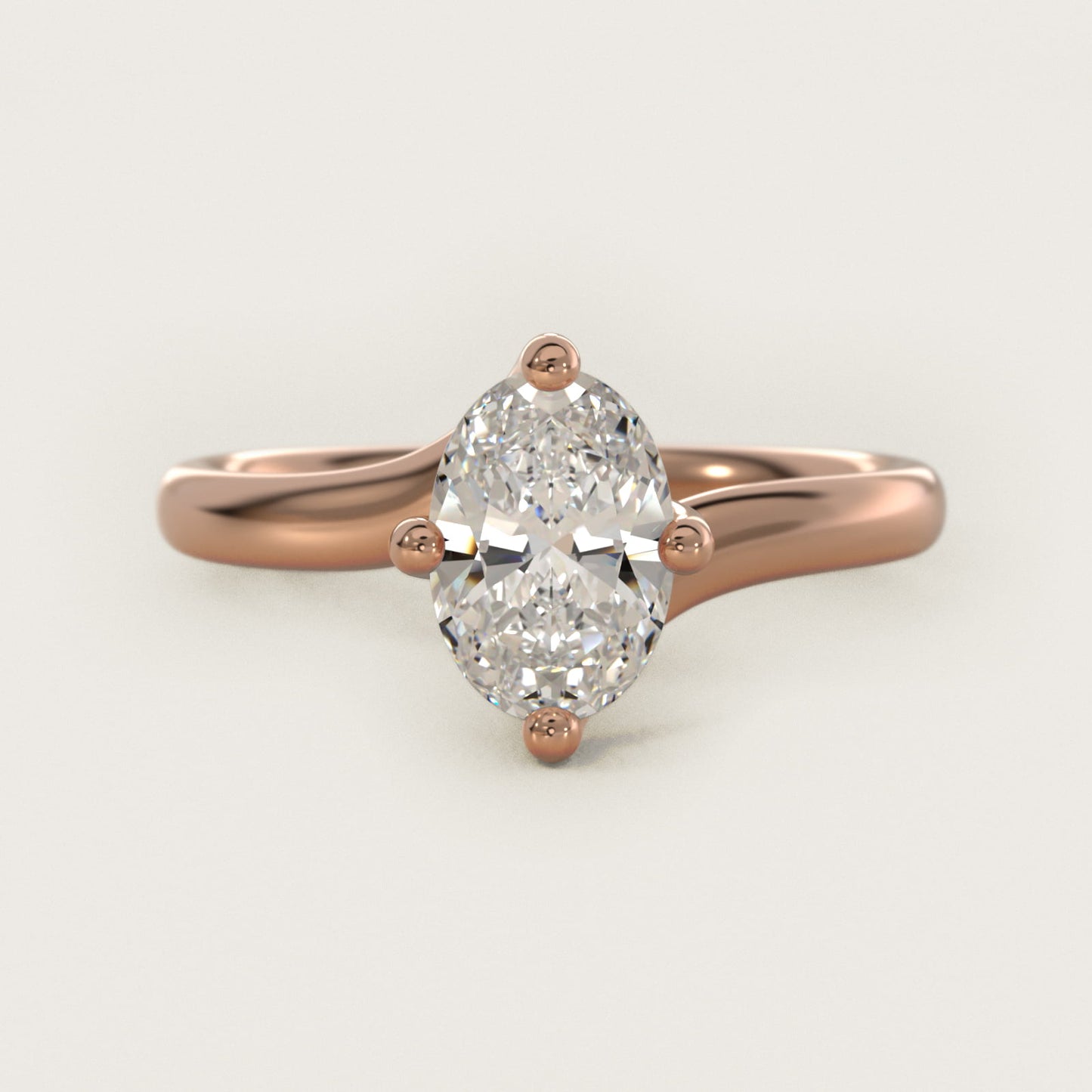 Bypass Solitaire Engagement Ring in 18k Rose Gold By Zac Zac Posen - Oval Center