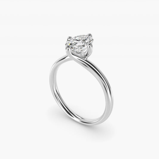 Bypass Solitaire Engagement Ring in 14k White Gold By Zac Zac Posen - Oval Center