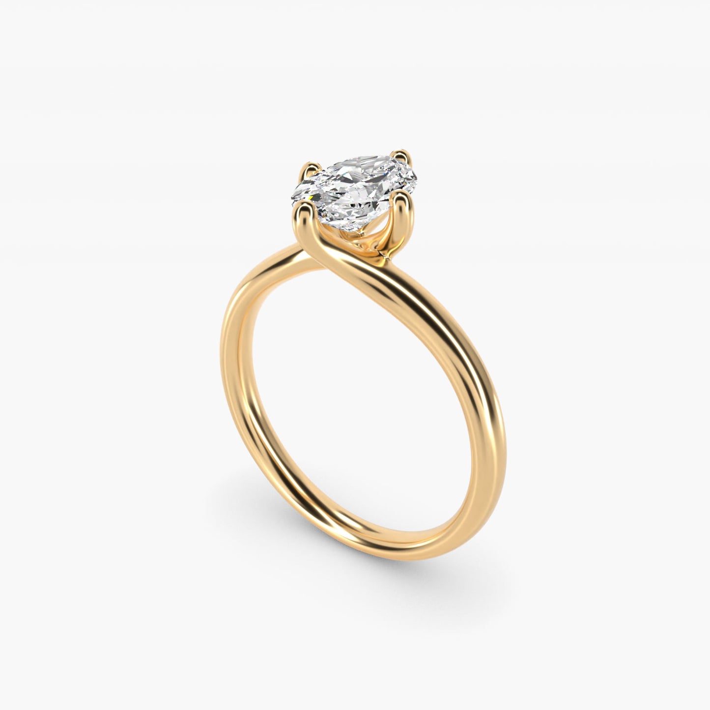 Bypass Solitaire Engagement Ring in 18k Yellow Gold By Zac Zac Posen - Oval Center