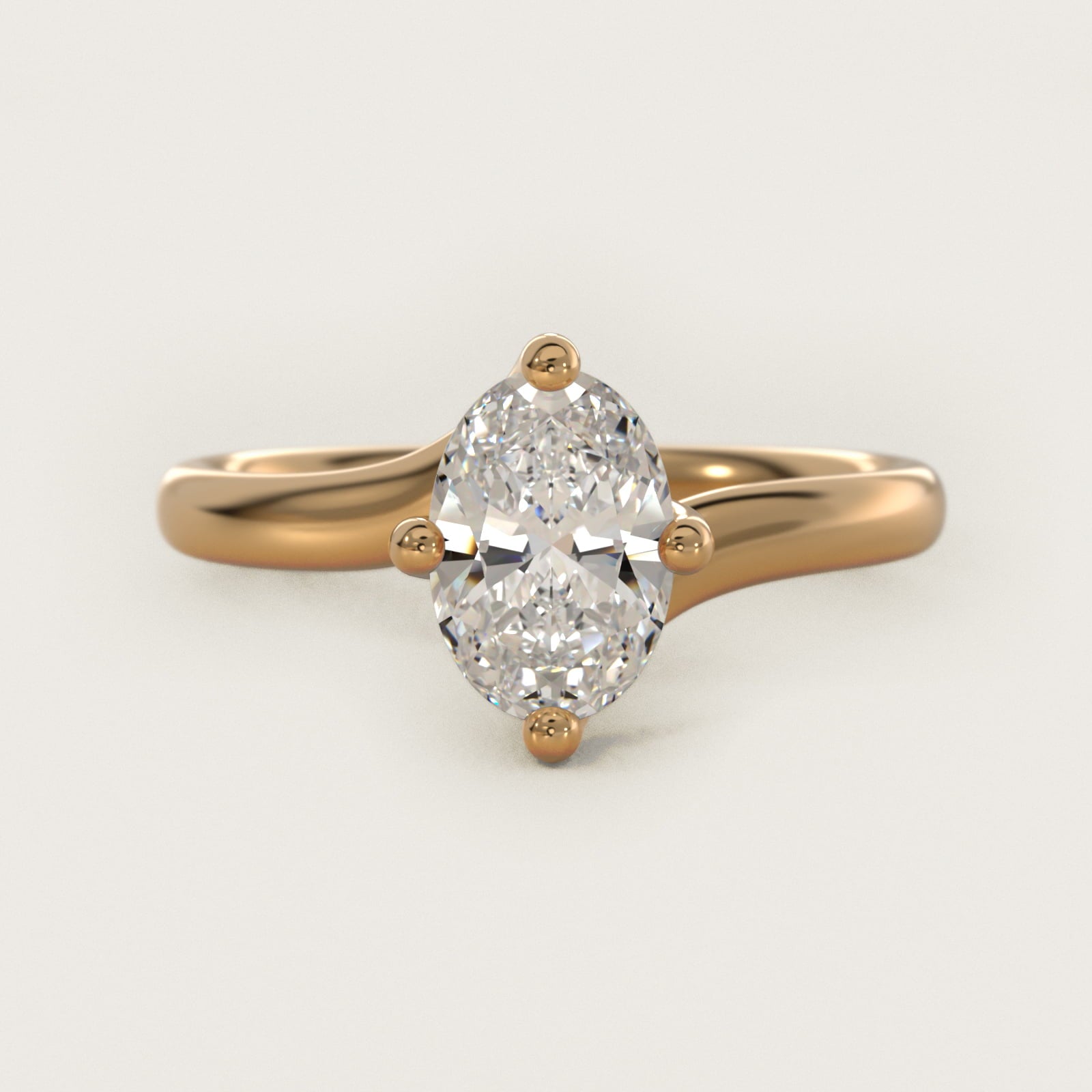 Bypass Solitaire Engagement Ring in 14K Yellow Gold By Zac Zac Posen - Oval Center