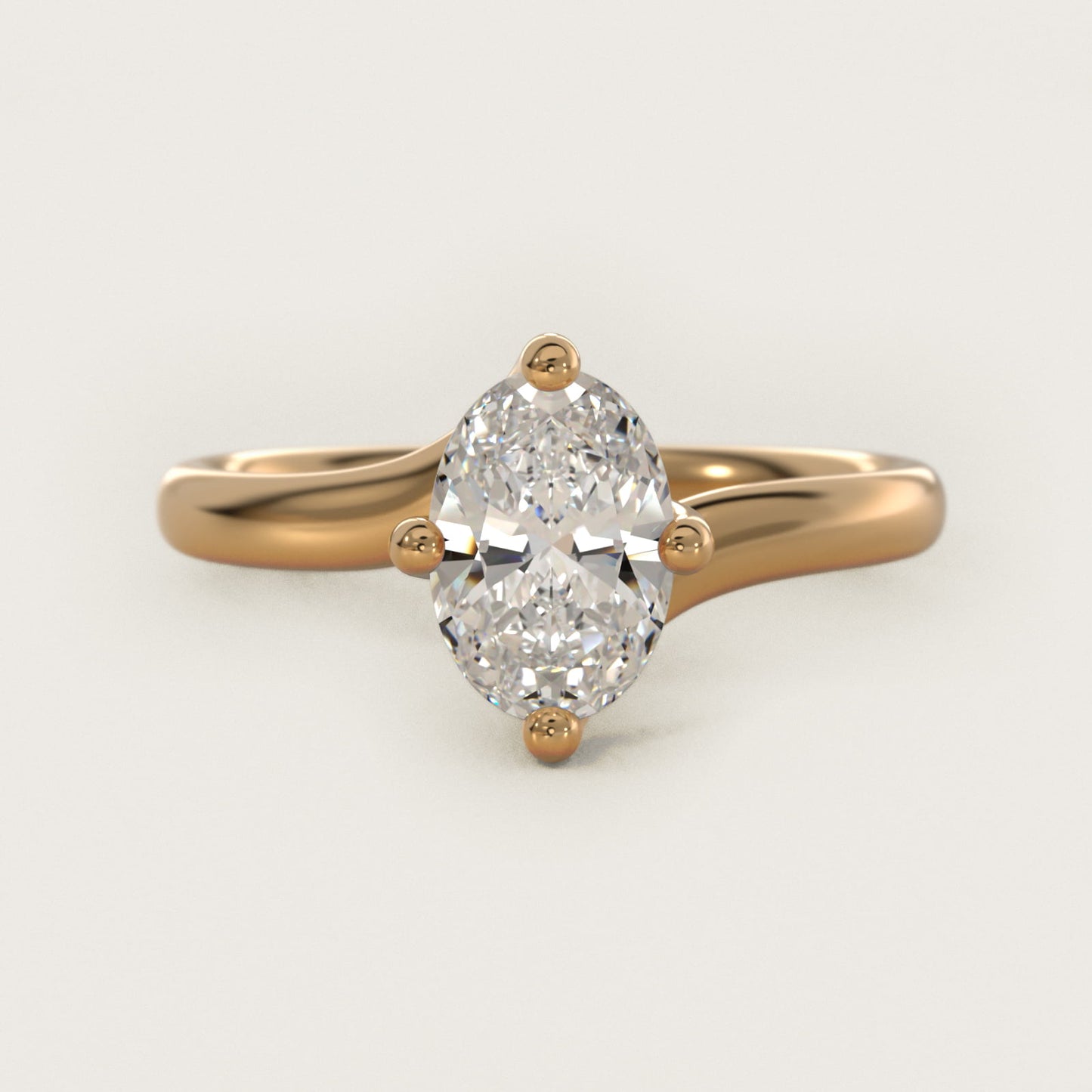 Bypass Solitaire Engagement Ring in 18k Yellow Gold By Zac Zac Posen - Oval Center