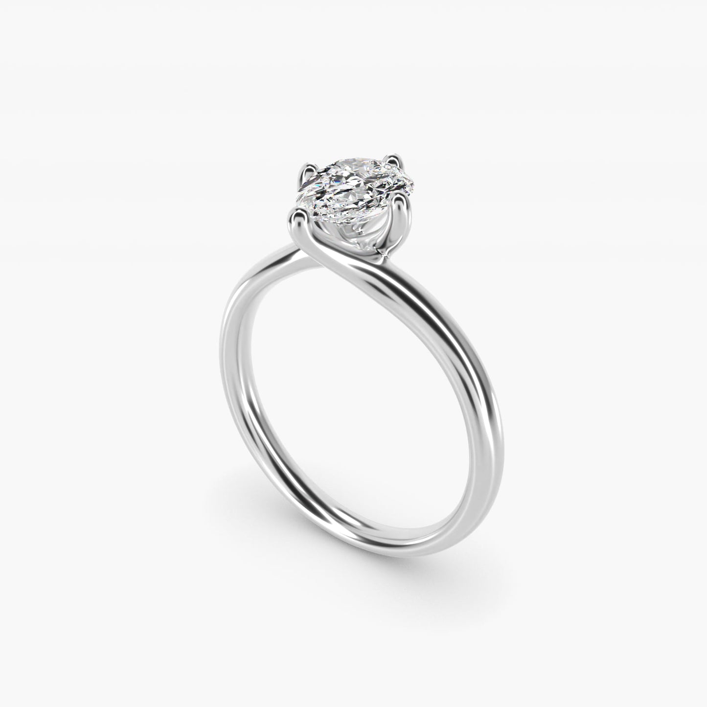 Bypass Solitaire Engagement Ring in 14k White Gold By Zac Zac Posen - Pear Center