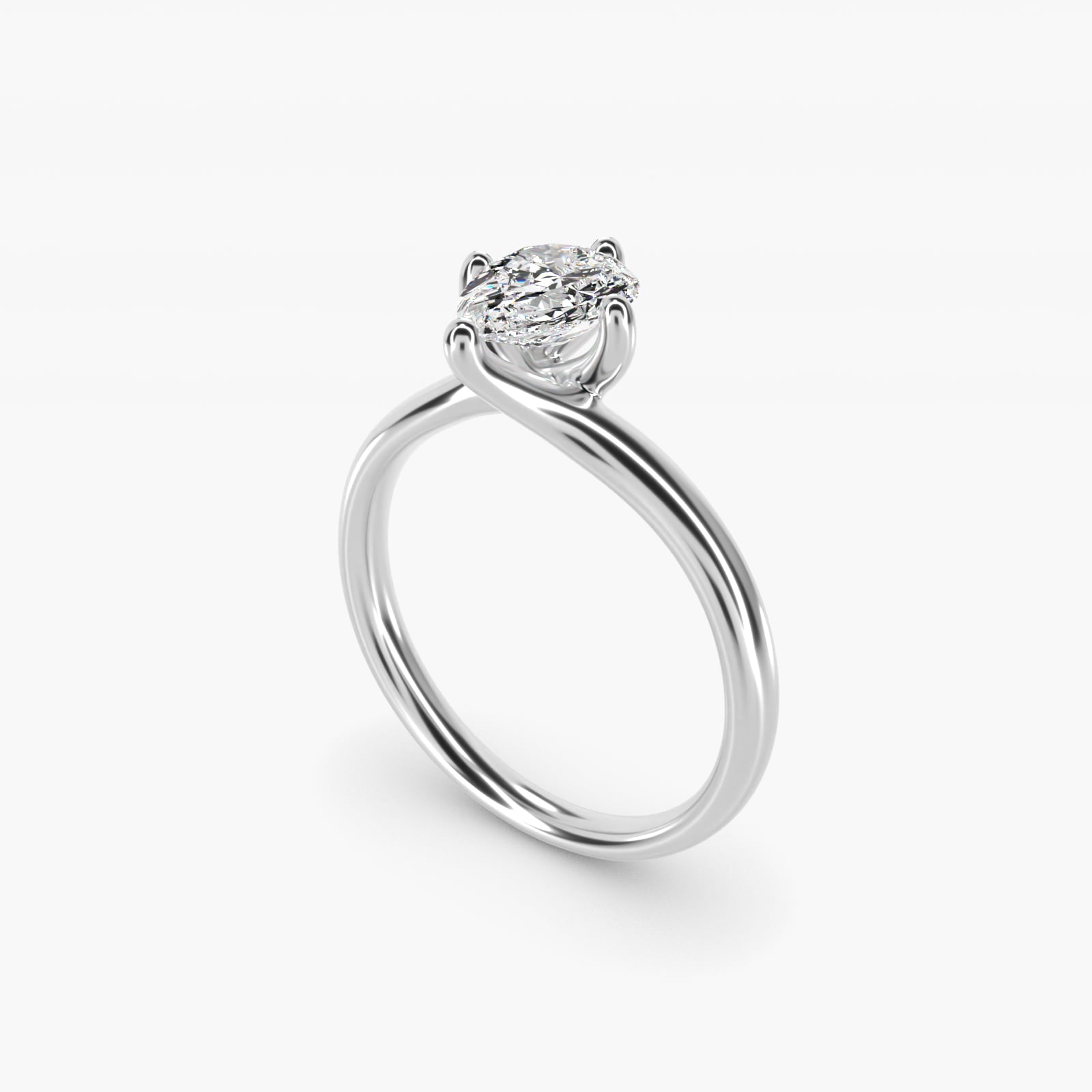 Bypass Solitaire Engagement Ring in 18k White Gold By Zac Zac Posen - Pear Center