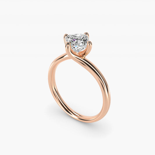 Bypass Solitaire Engagement Ring in 14k Rose Gold By Zac Zac Posen - Princess Center