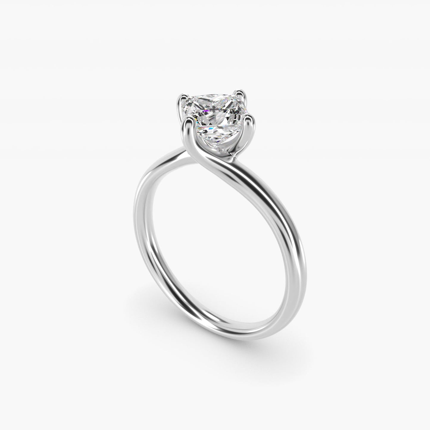 Bypass Solitaire Engagement Ring in 18k White Gold By Zac Zac Posen - Princess Center
