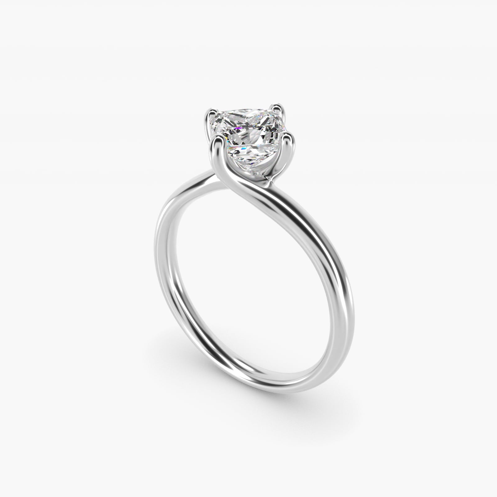 Bypass Solitaire Engagement Ring in 18k White Gold By Zac Zac Posen - Princess Center