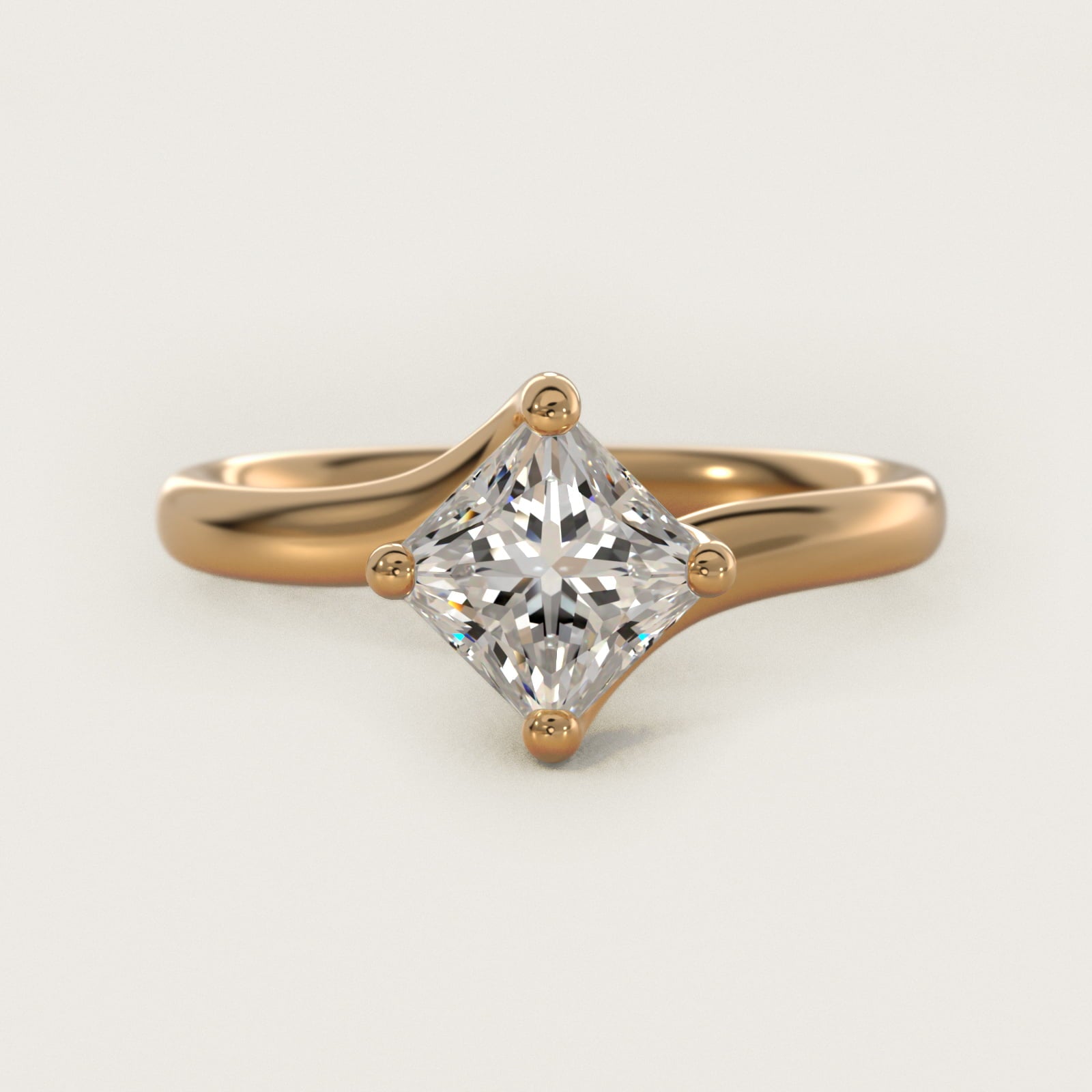 Bypass Solitaire Engagement Ring in 18k Yellow Gold By Zac Zac Posen - Princess Center