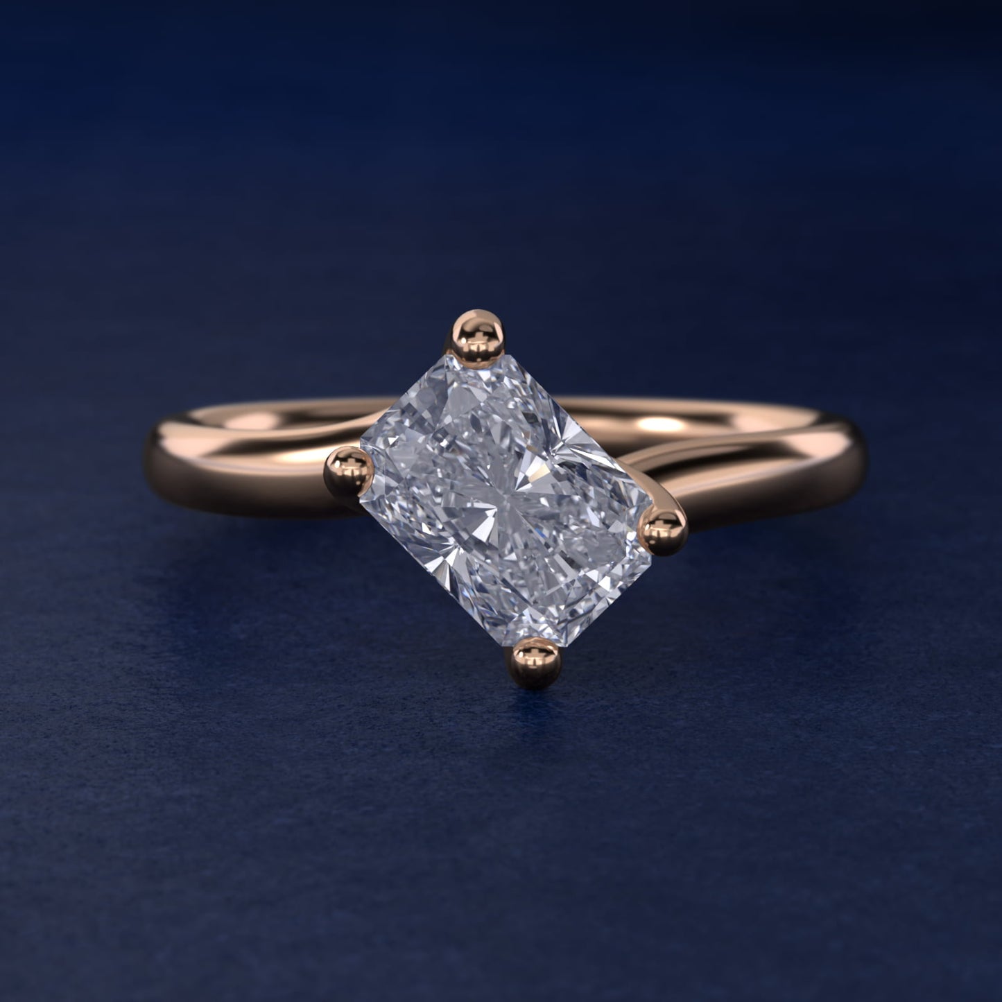 Bypass Solitaire Engagement Ring in 14k Rose Gold By Zac Zac Posen - Radiant Center
