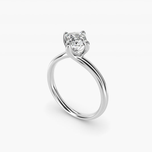Bypass Solitaire Engagement Ring in 18k White Gold By Zac Zac Posen - Radiant Center