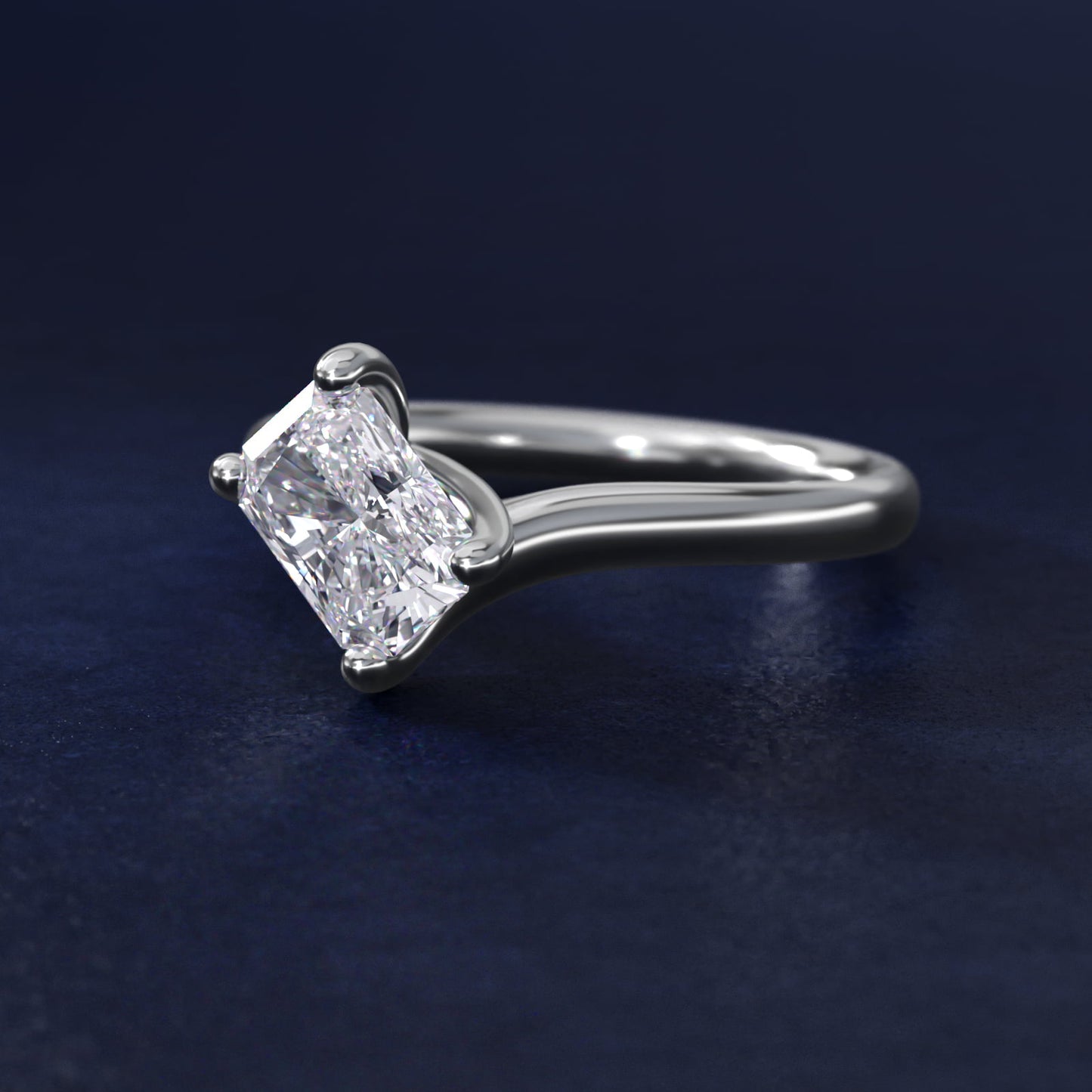 Bypass Solitaire Engagement Ring in 18k White Gold By Zac Zac Posen - Radiant Center