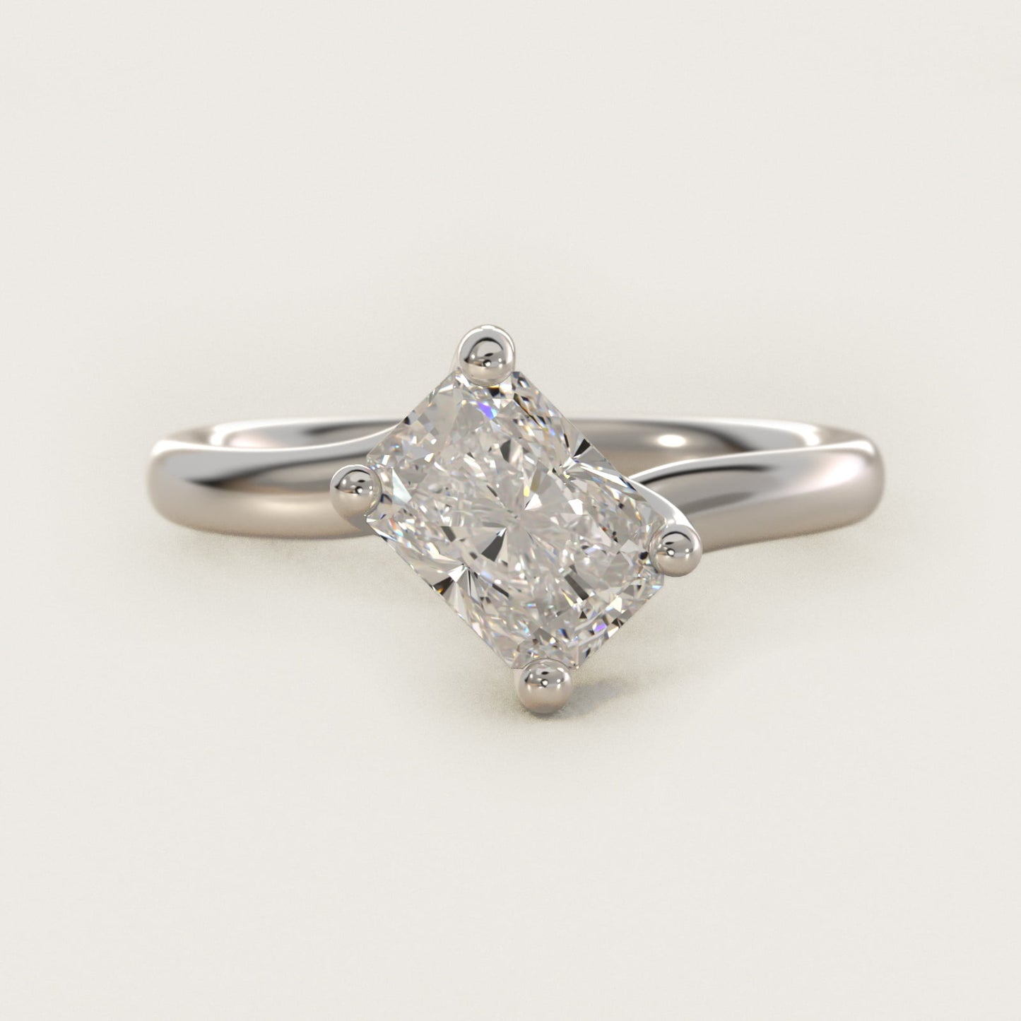 Bypass Solitaire Engagement Ring in 14k White Gold By Zac Zac Posen - Radiant Center