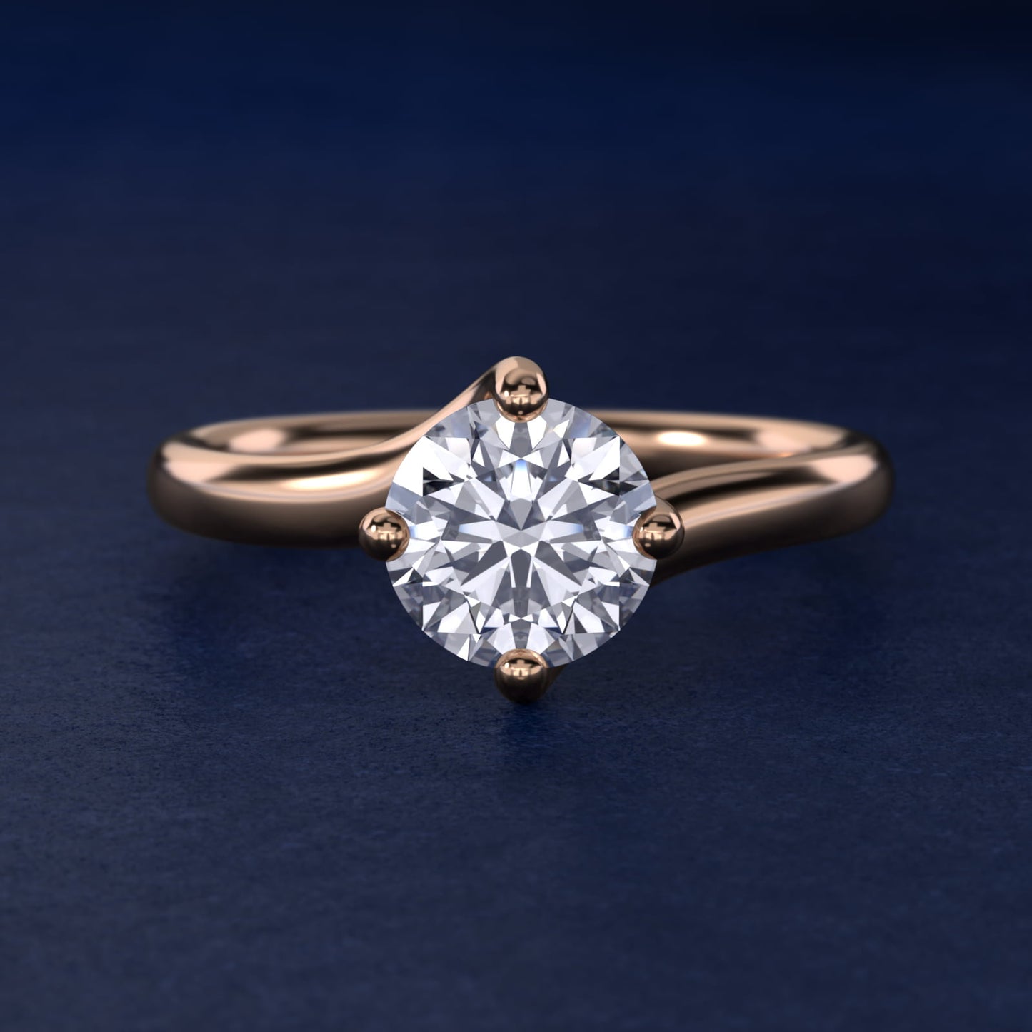 Bypass Solitaire Engagement Ring in 14k Rose Gold By Zac Zac Posen - Round Center