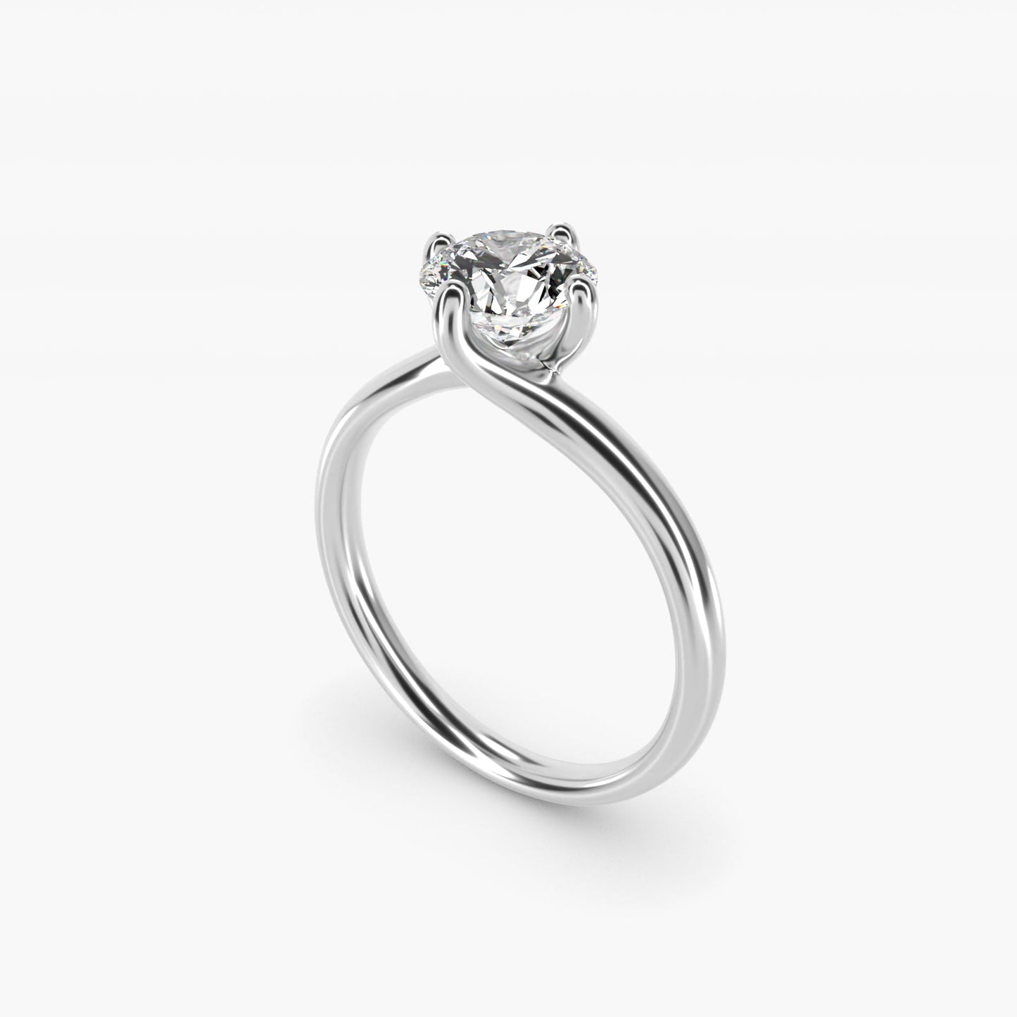 Bypass Solitaire Engagement Ring in 14k White Gold By Zac Zac Posen - Round Center