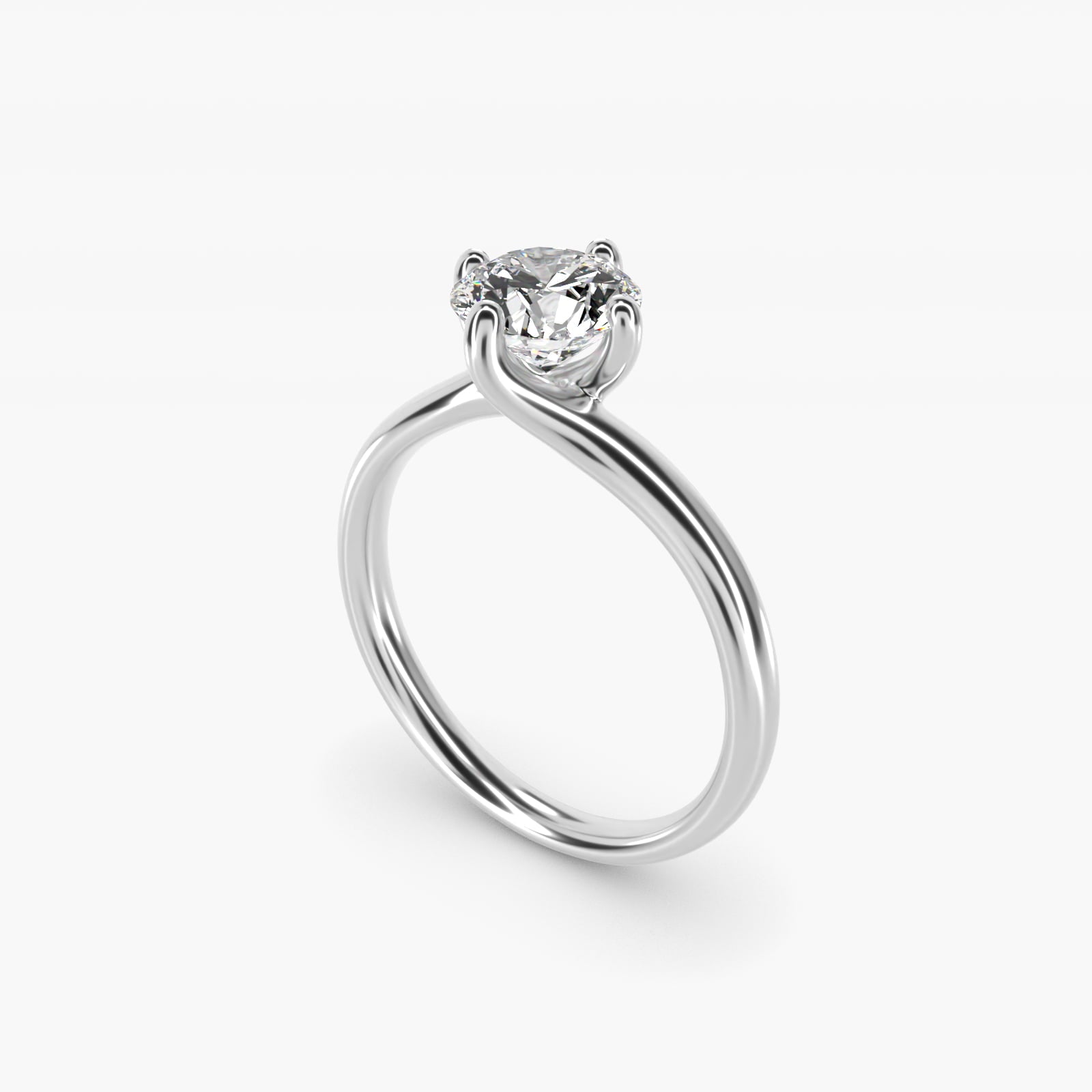 Bypass Solitaire Engagement Ring in 18k White Gold By Zac Zac Posen - Round Center