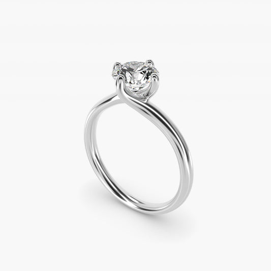 Bypass Solitaire Engagement Ring in 18k White Gold By Zac Zac Posen - Round Center